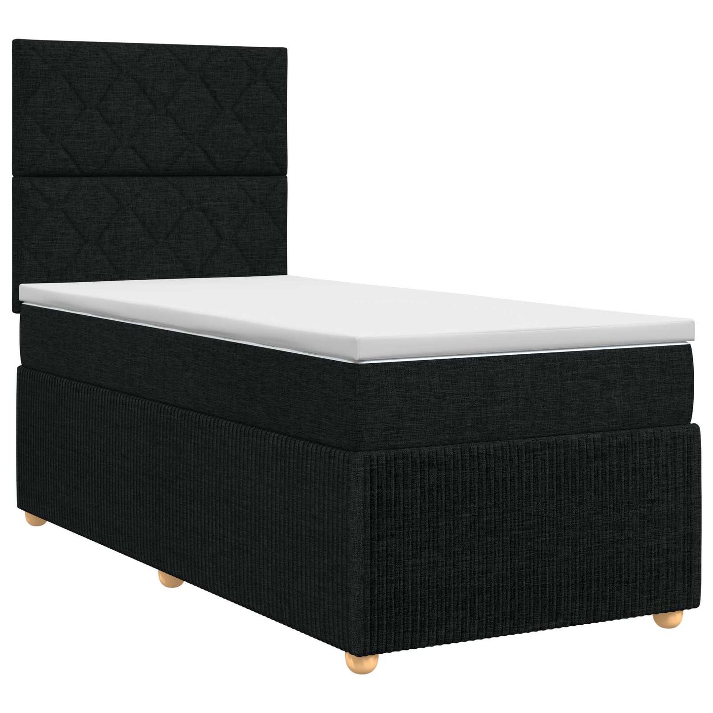 vidaXL Κρεβάτι box spring με στρώμα Μαύρο 90 x 200 cm Ύφασμα