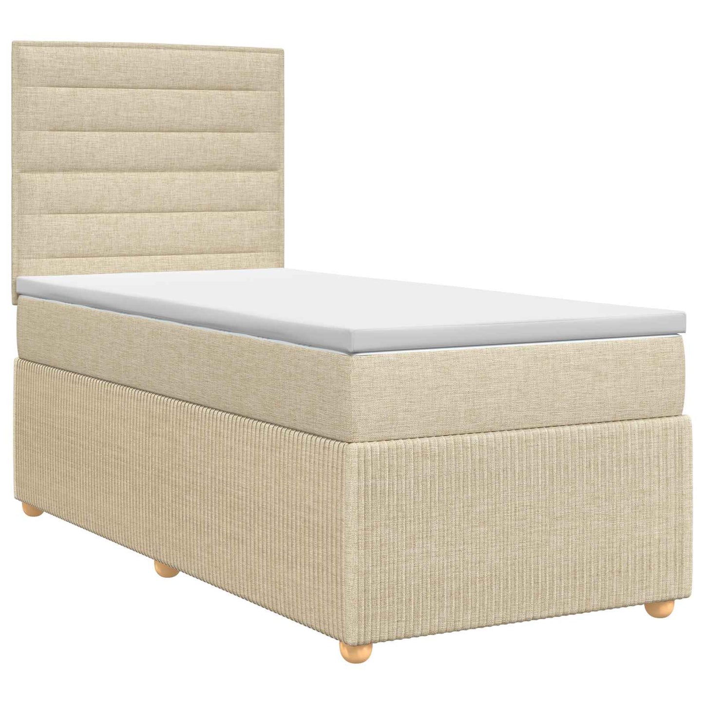 vidaXL Κρεβάτι box spring με στρώμα Κρεμ 100 x 200 cm Ύφασμα