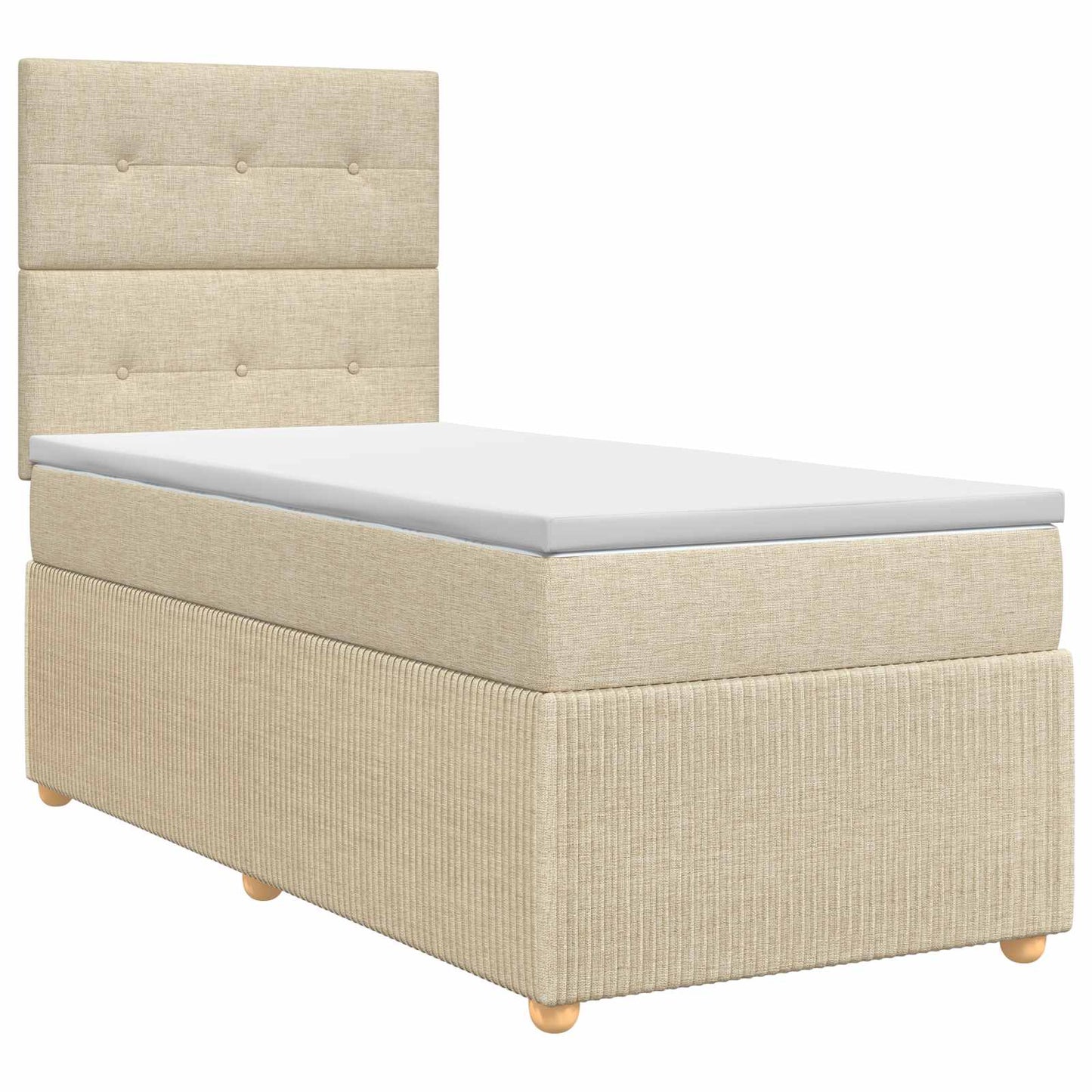 vidaXL Κρεβάτι box spring με στρώμα Κρεμ 100 x 200 cm Ύφασμα