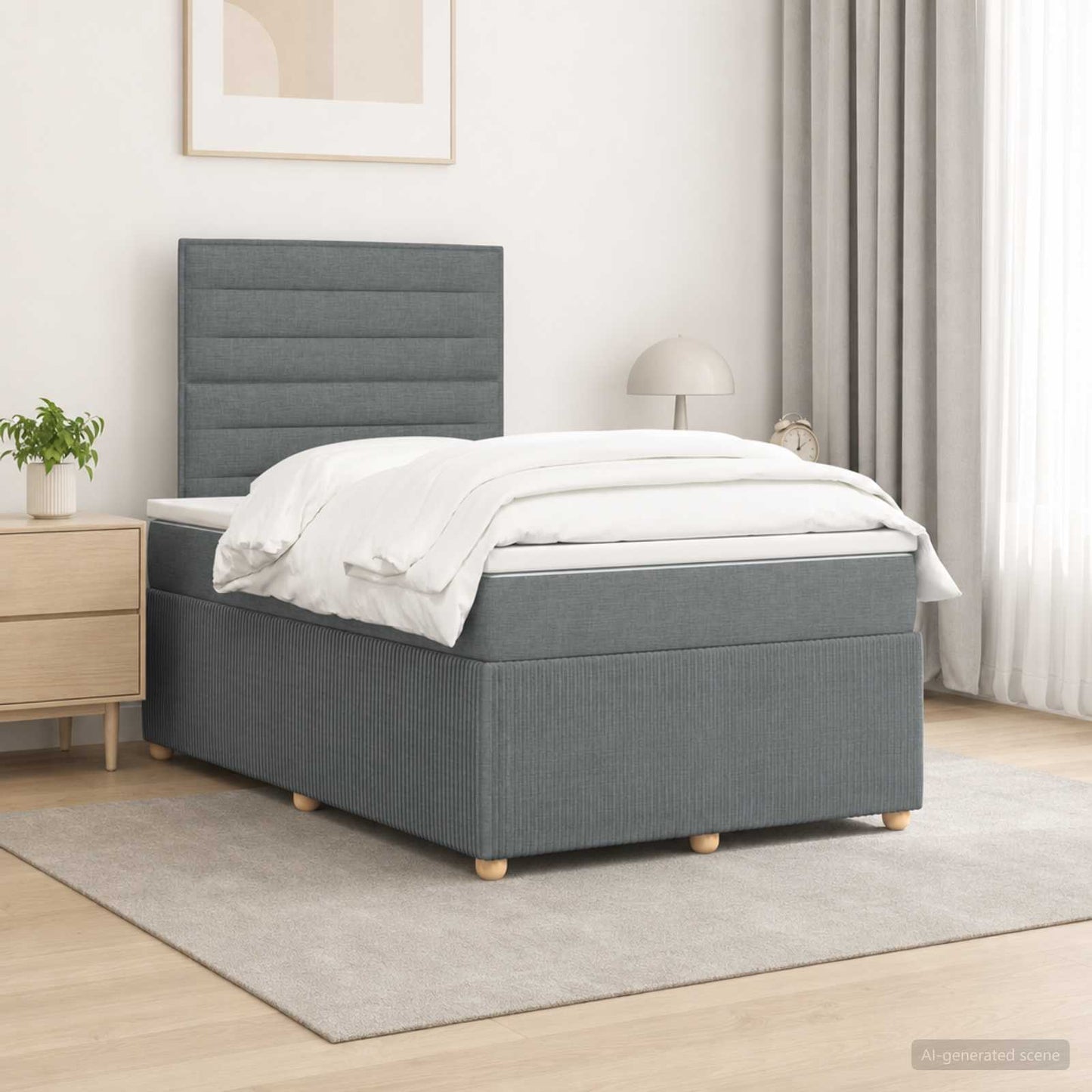 vidaXL Κρεβάτι box spring με στρώμα Σκούρο Γκρι 120 x 200 cm Ύφασμα