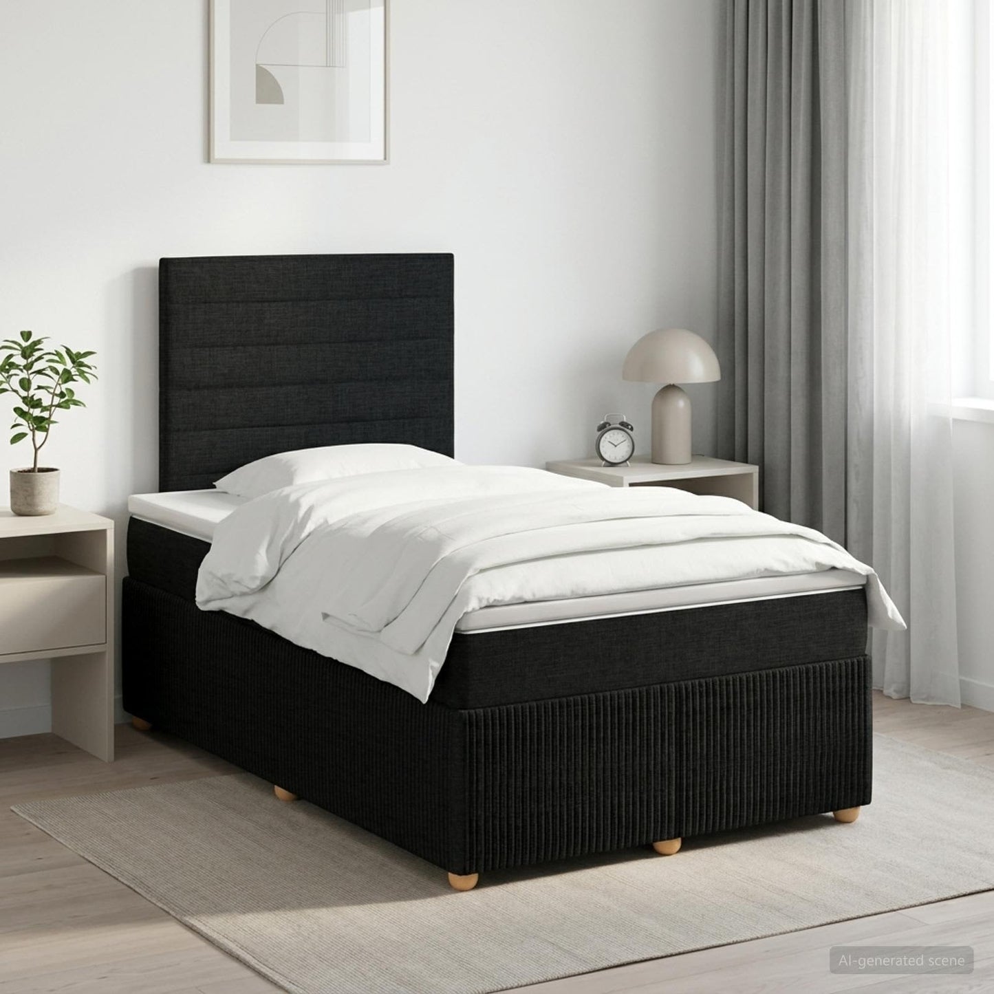 vidaXL Κρεβάτι box spring με στρώμα Μαύρο 120 x 190 cm Ύφασμα