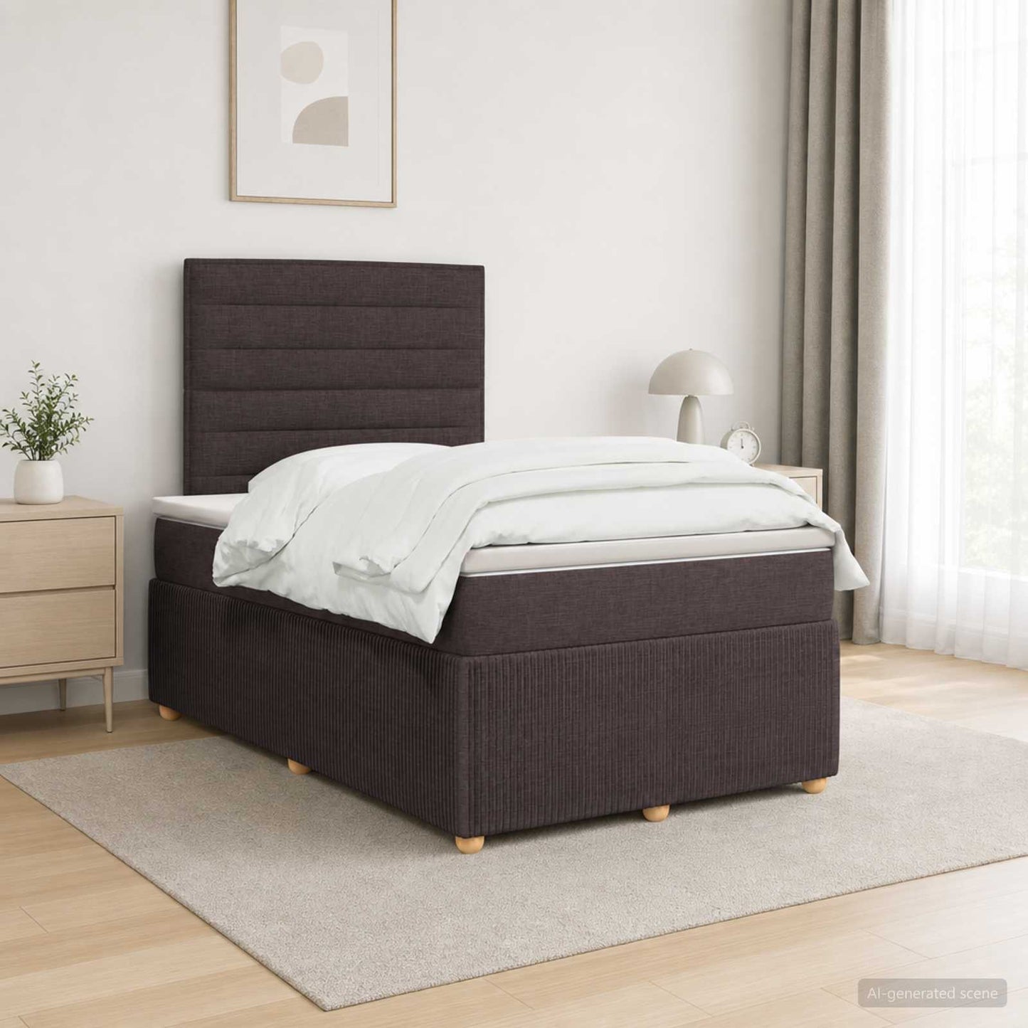 vidaXL Κρεβάτι box spring με στρώμα Σκούρο Καφέ 120 x 190 cm Ύφασμα