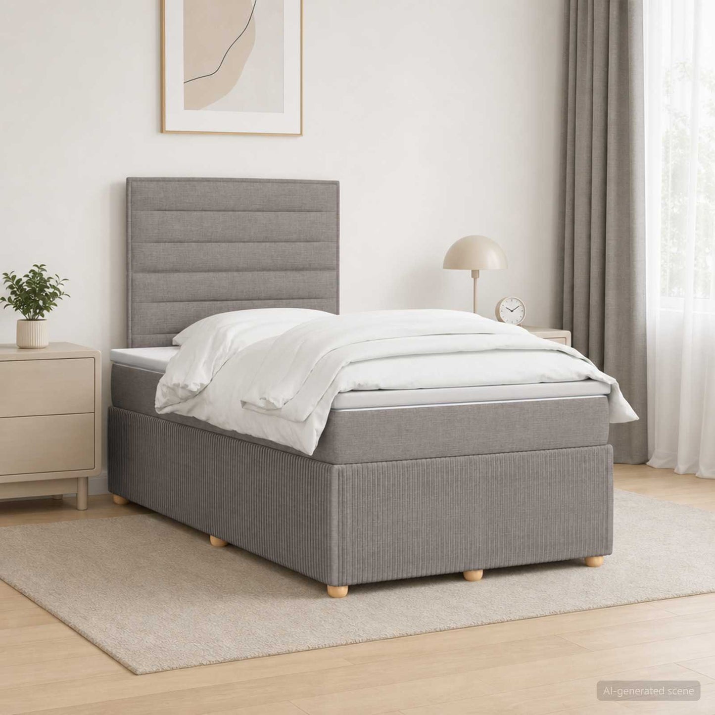 vidaXL Κρεβάτι box spring με στρώμα Taupe 120 x 190 cm Ύφασμα