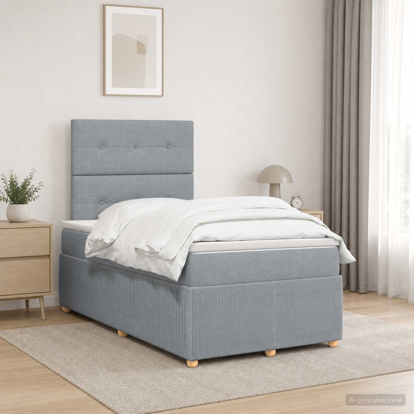 vidaXL Κρεβάτι box spring με στρώμα Ανοιχτό γκρι 120 x 200 cm Ύφασμα