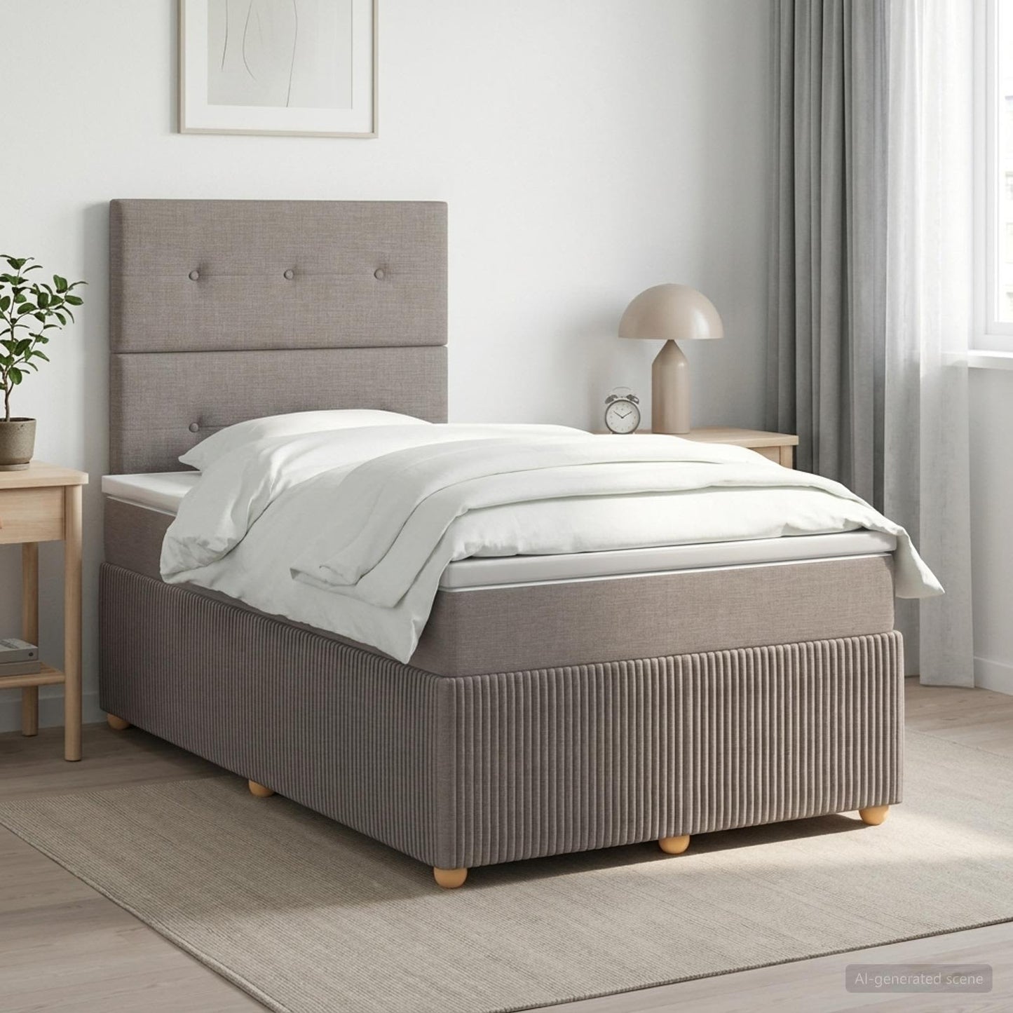 vidaXL Κρεβάτι box spring με στρώμα Taupe 120 x 200 cm Ύφασμα
