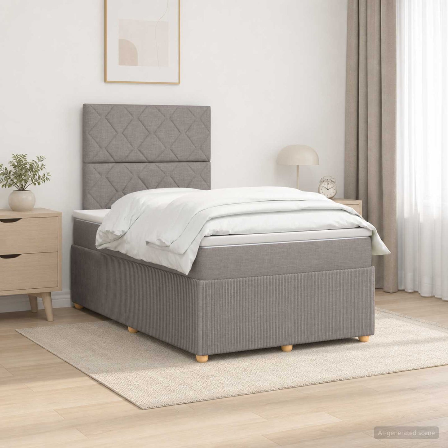 vidaXL Κρεβάτι box spring με στρώμα Taupe 120 x 190 cm Ύφασμα