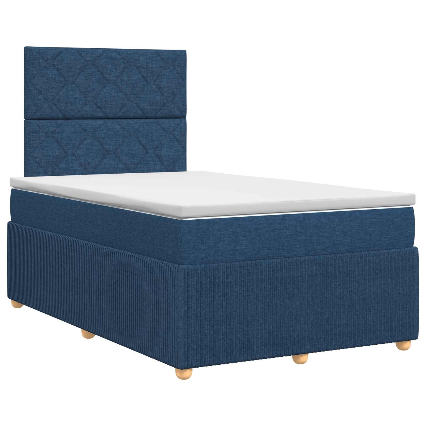 vidaXL Κρεβάτι box spring με στρώμα Μπλε 120 x 190 cm Ύφασμα
