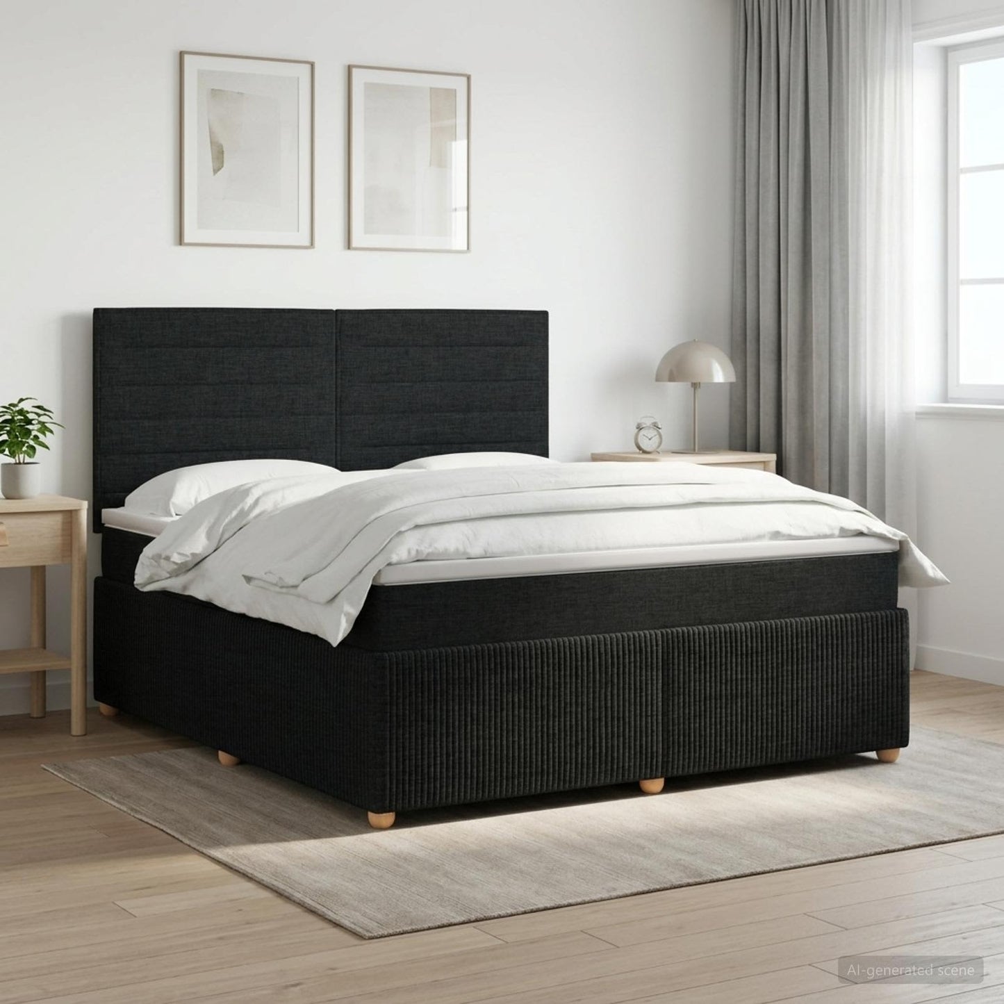 vidaXL Κρεβάτι box spring με στρώμα Μαύρο 160 x 200 cm Ύφασμα