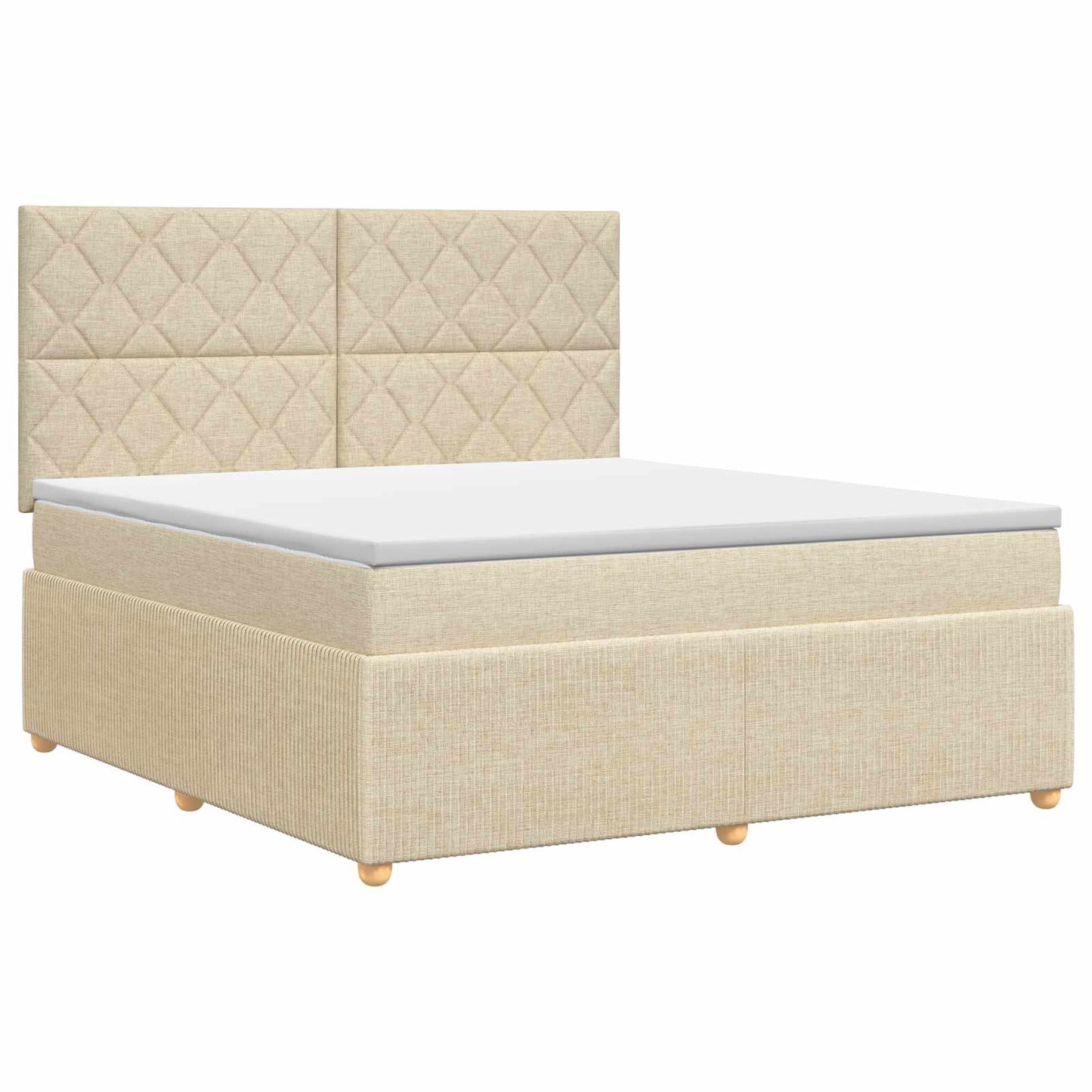 vidaXL Κρεβάτι box spring με στρώμα Κρεμ 160 x 200 cm Ύφασμα