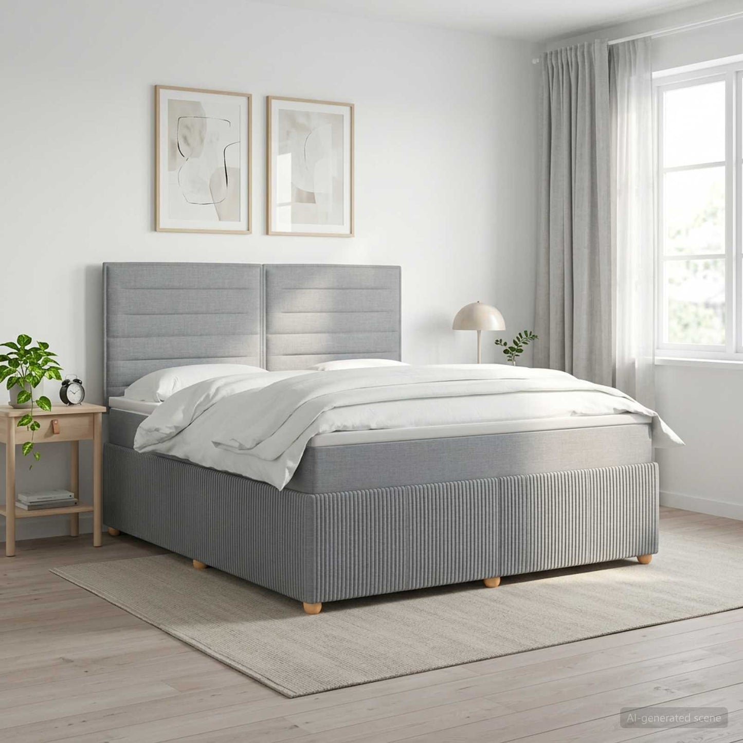 vidaXL Κρεβάτι box spring με στρώμα Ανοιχτό γκρι 160 x 200 cm Ύφασμα