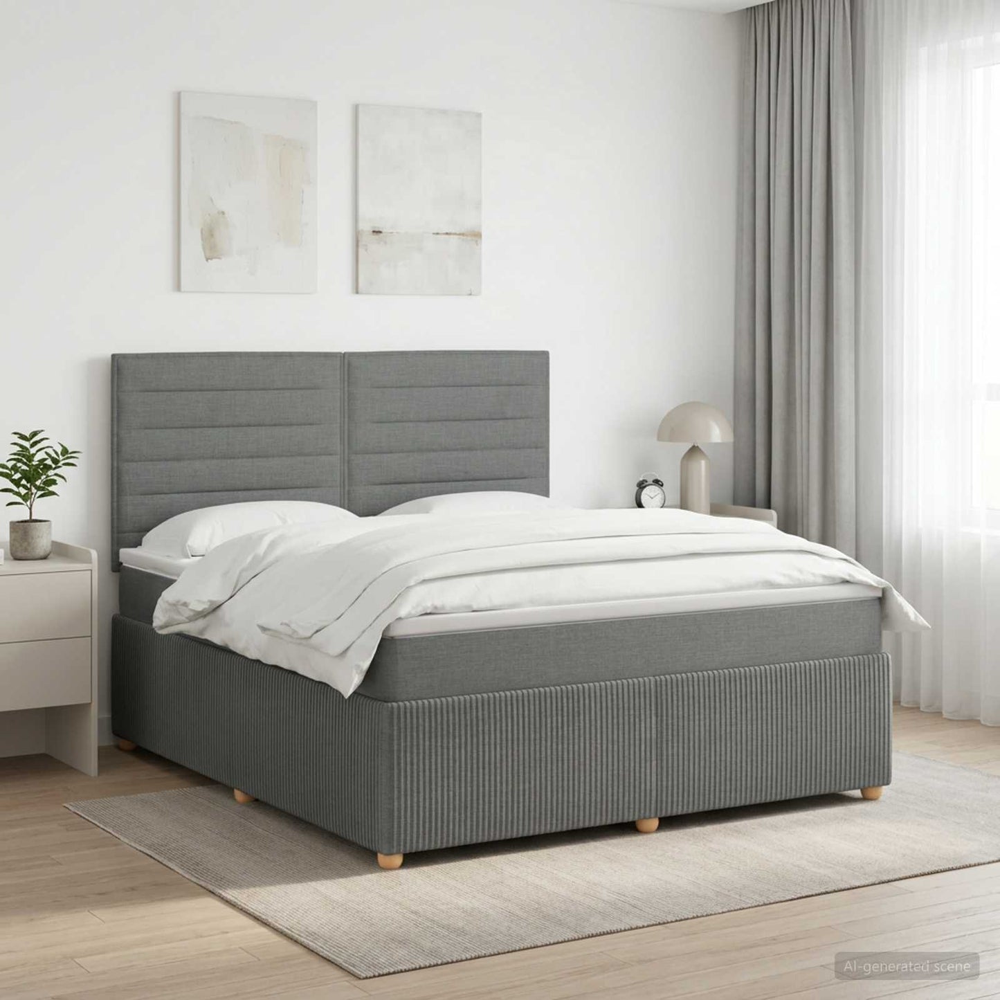 vidaXL Κρεβάτι box spring με στρώμα Σκούρο Γκρι 180 x 200 cm Ύφασμα