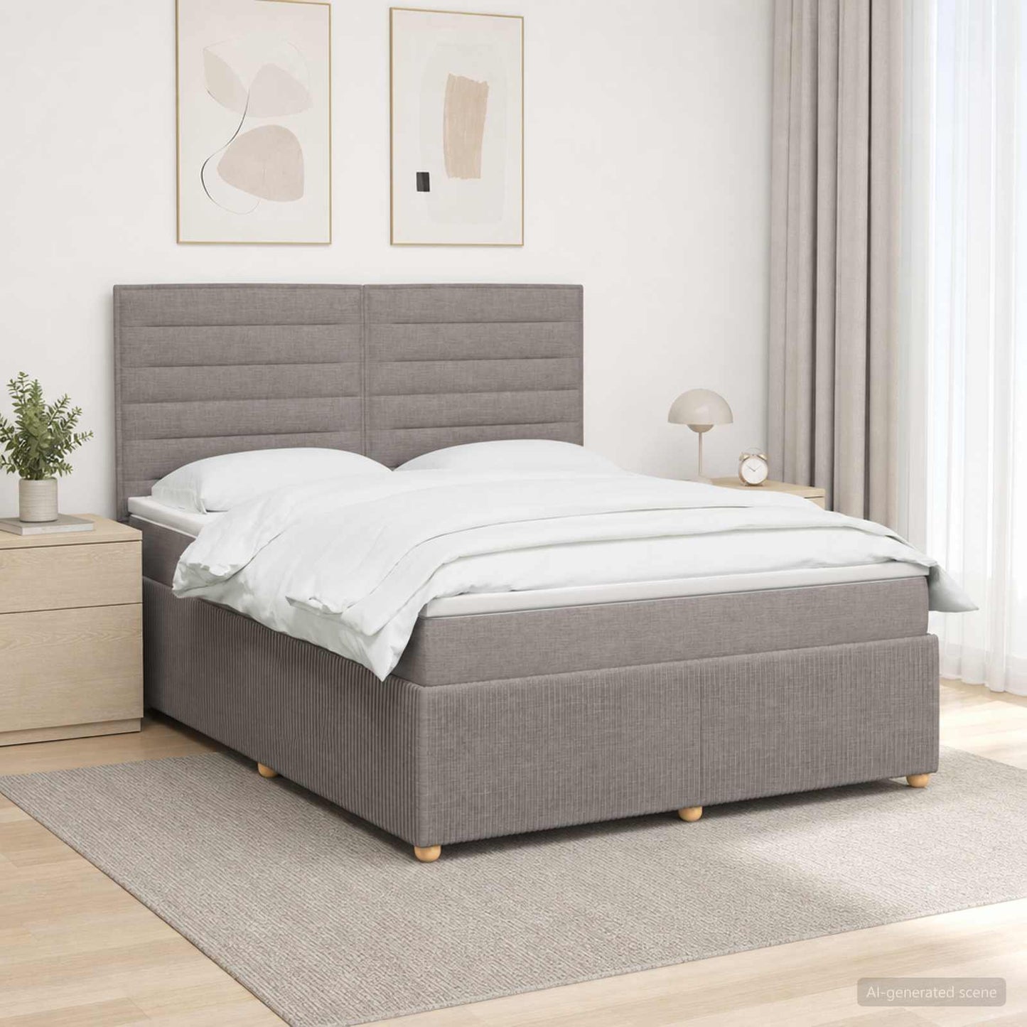 vidaXL Κρεβάτι box spring με στρώμα Taupe 140 x 200 cm Ύφασμα
