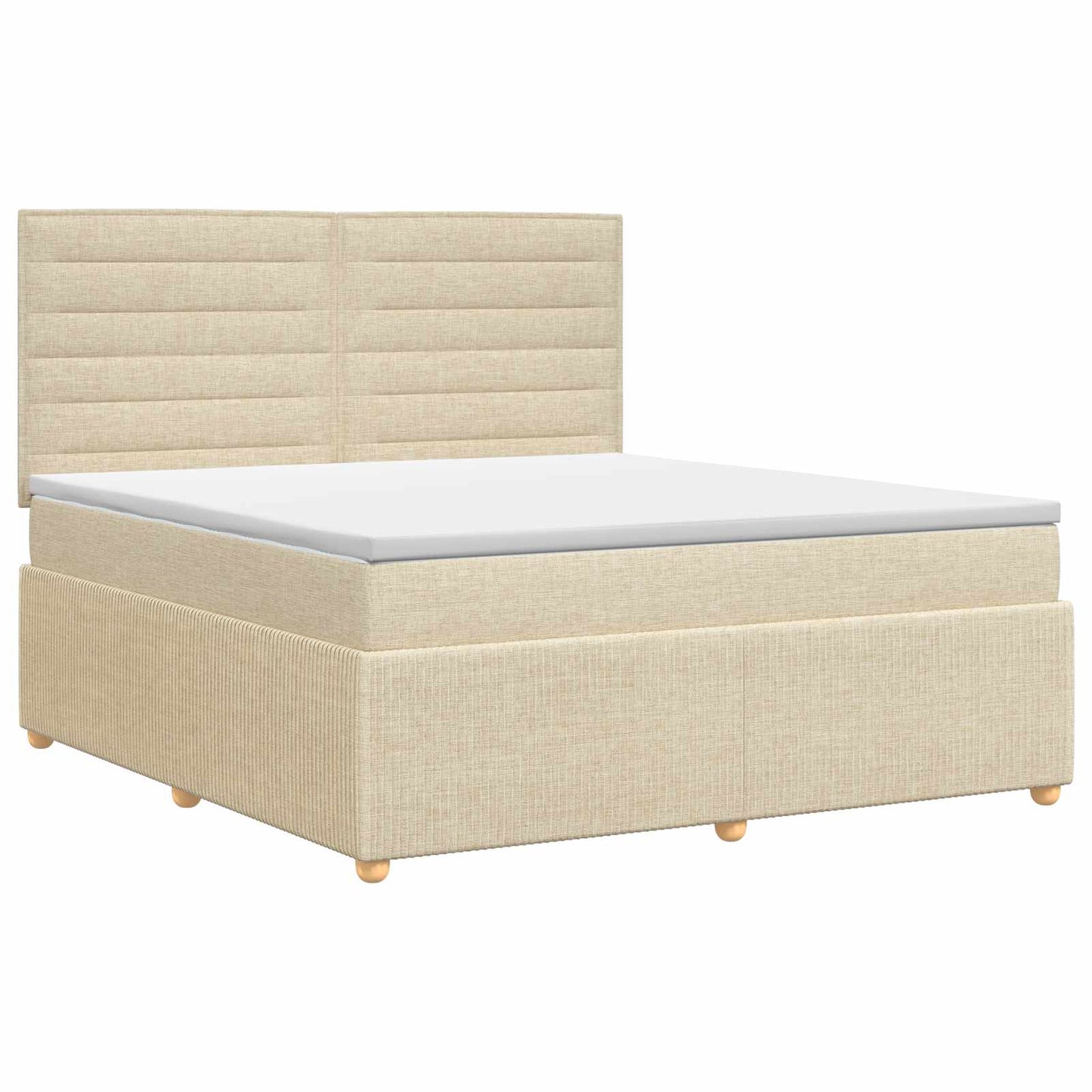 vidaXL Κρεβάτι box spring με στρώμα Κρεμ 180 x 200 cm Ύφασμα