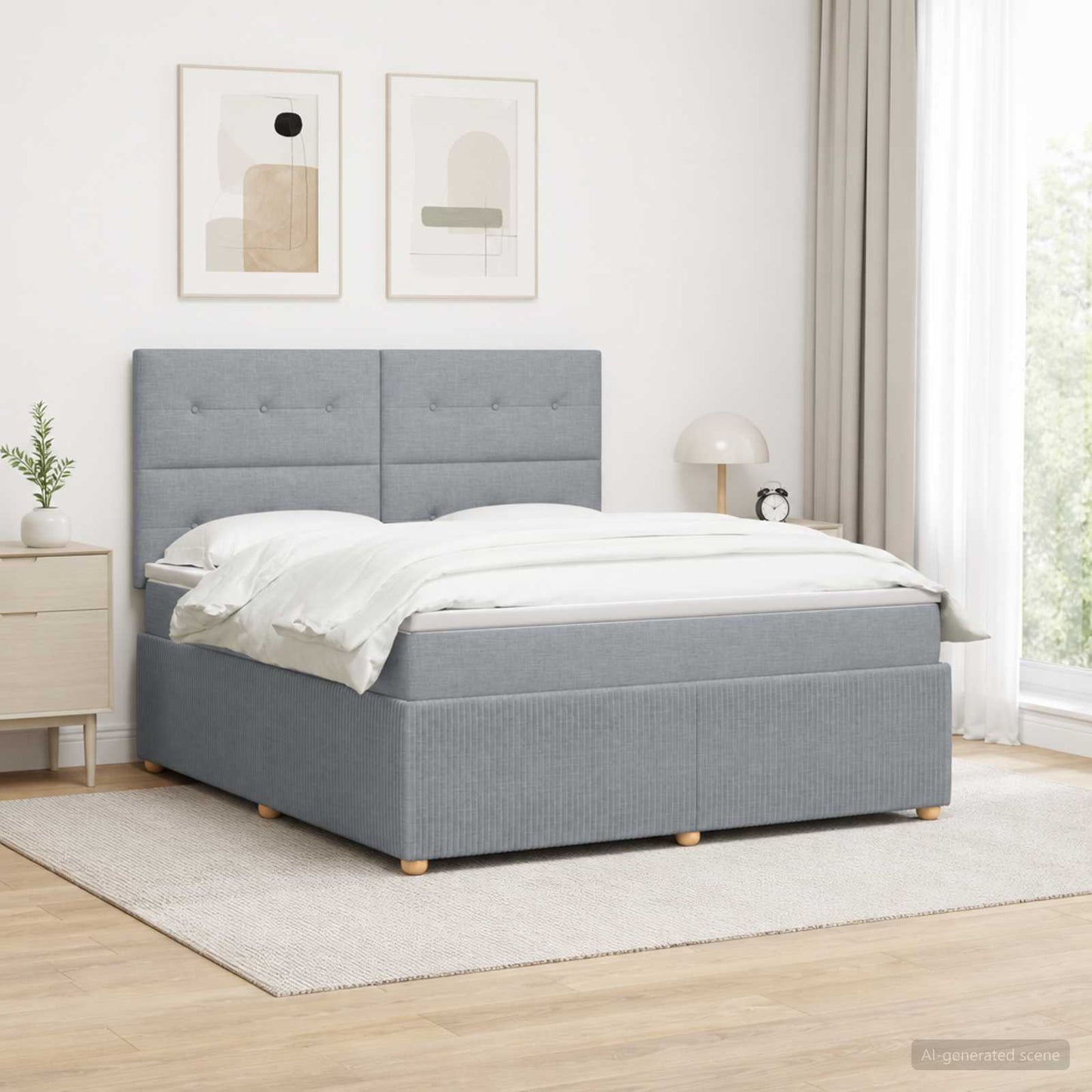 vidaXL Κρεβάτι box spring με στρώμα Ανοιχτό γκρι 140 x 200 cm Ύφασμα