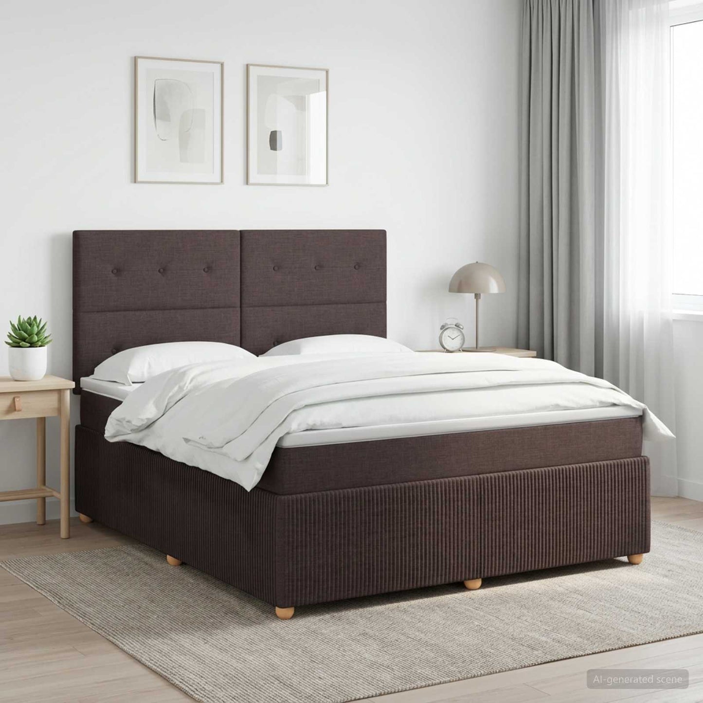 vidaXL Κρεβάτι box spring με στρώμα Σκούρο Καφέ 140 x 190 cm Ύφασμα