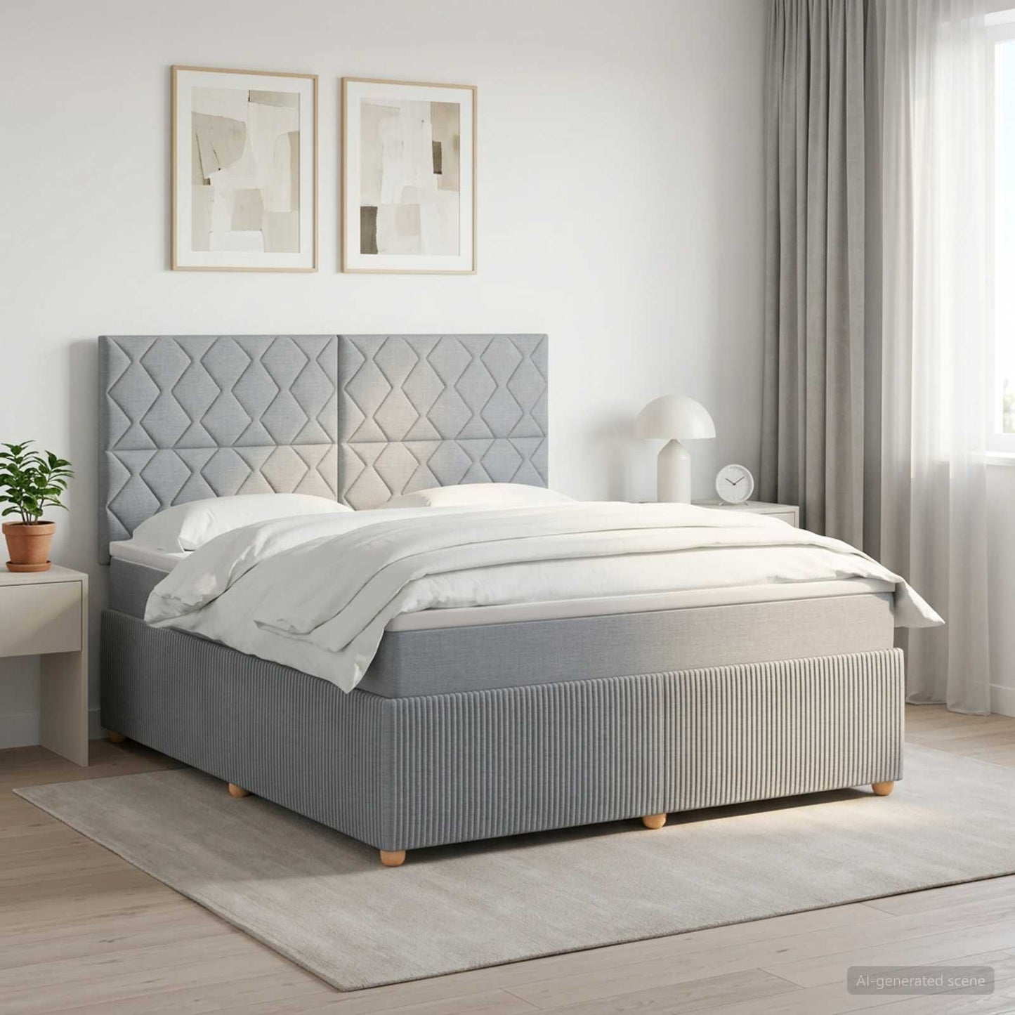 vidaXL Κρεβάτι box spring με στρώμα Ανοιχτό γκρι 160 x 200 cm Ύφασμα