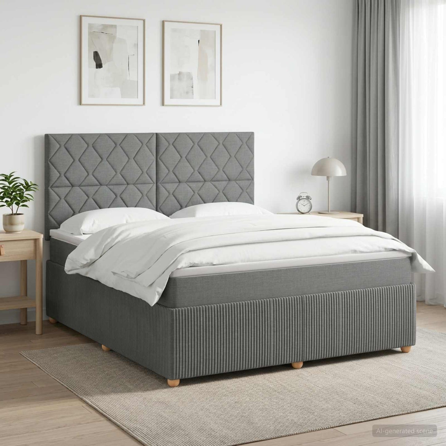 vidaXL Κρεβάτι box spring με στρώμα Σκούρο Γκρι 160 x 200 cm Ύφασμα
