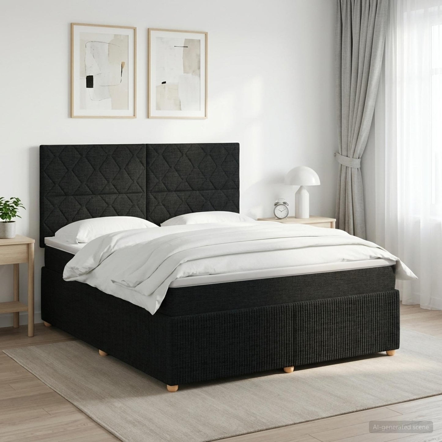vidaXL Κρεβάτι box spring με στρώμα Μαύρο 160 x 200 cm Ύφασμα