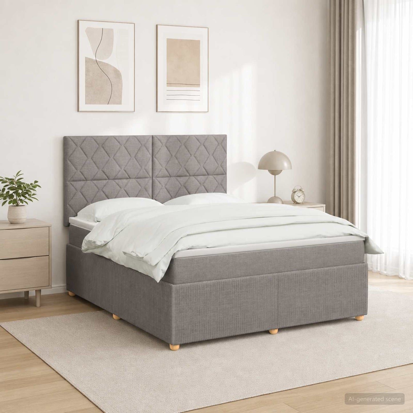 vidaXL Κρεβάτι box spring με στρώμα Taupe 180 x 200 cm Ύφασμα
