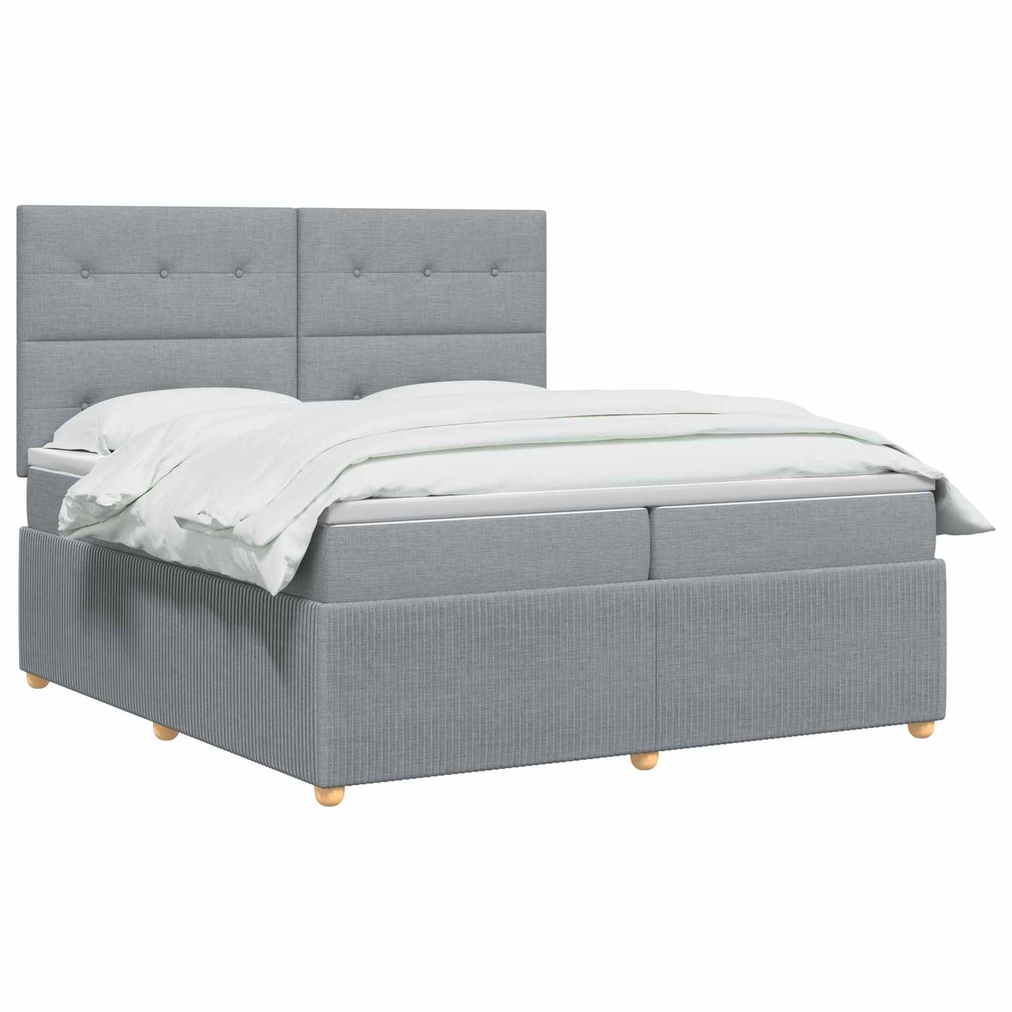 vidaXL Κρεβάτι box spring με στρώμα Ανοιχτό γκρι 200 x 200 cm Ύφασμα