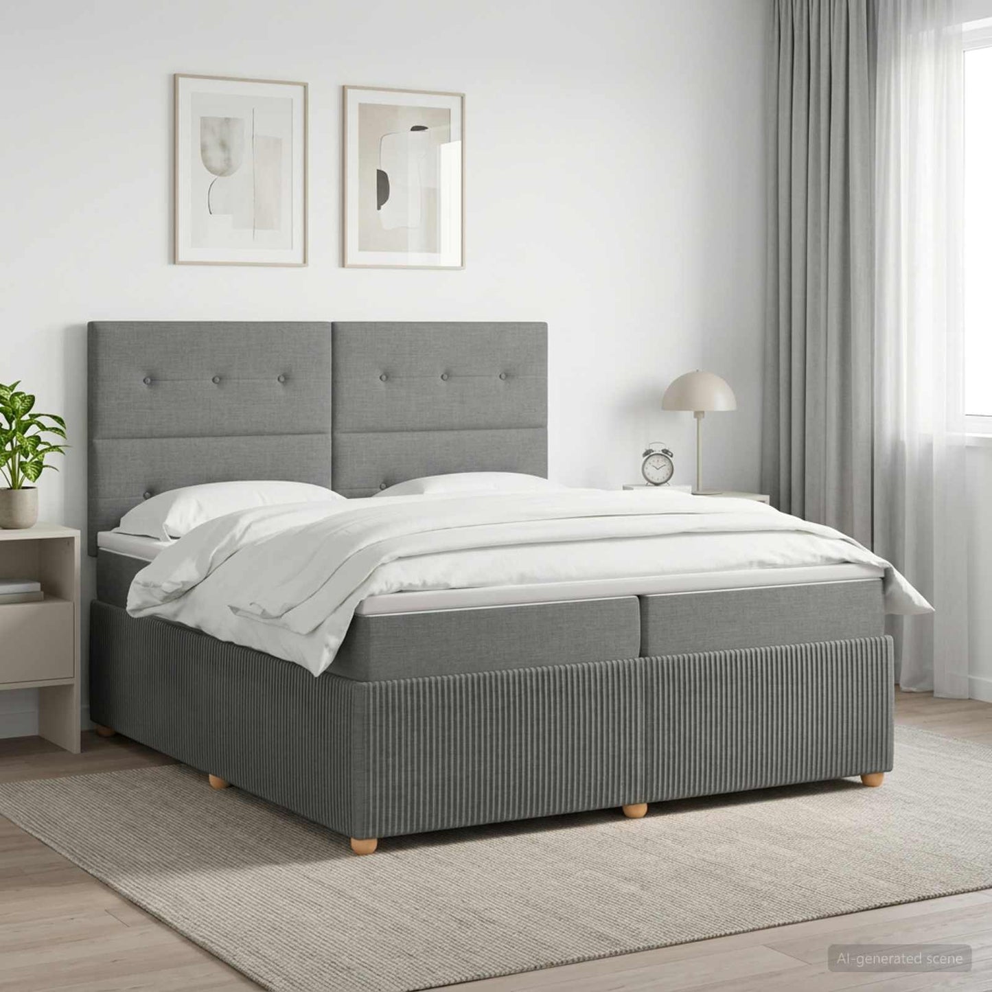 vidaXL Κρεβάτι box spring με στρώμα Σκούρο Γκρι 200 x 200 cm Ύφασμα