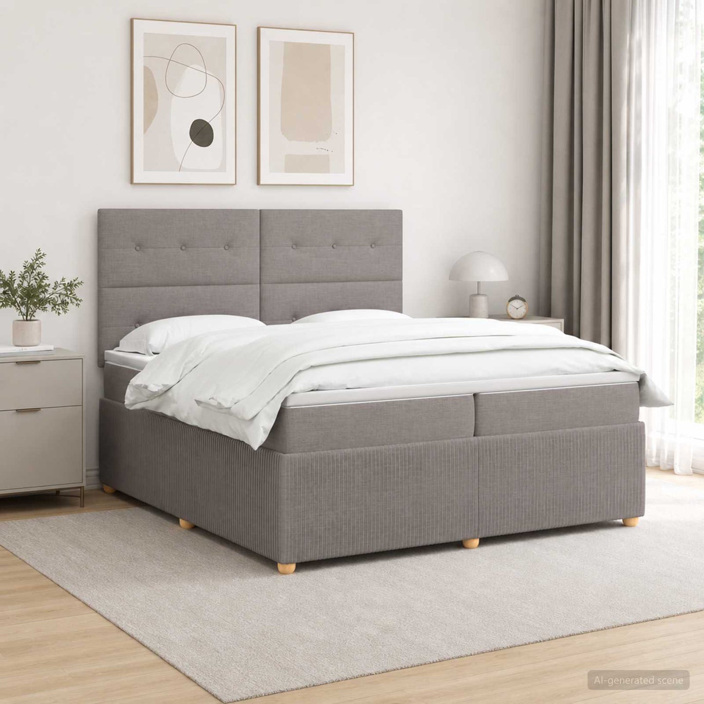 vidaXL Κρεβάτι box spring με στρώμα Taupe 200 x 200 cm Ύφασμα