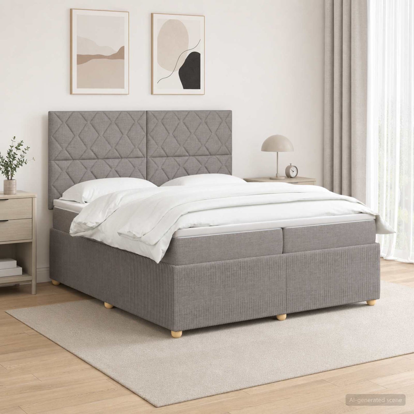 vidaXL Κρεβάτι box spring με στρώμα Taupe 200 x 200 cm Ύφασμα
