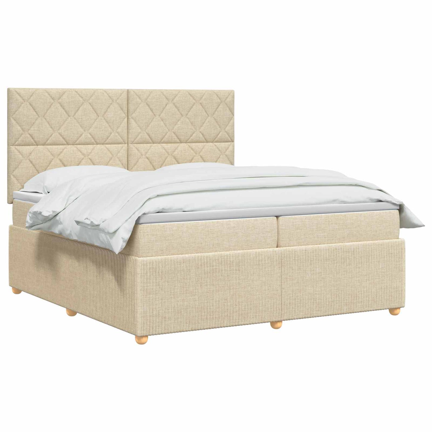vidaXL Κρεβάτι box spring με στρώμα Κρεμ 200 x 200 cm Ύφασμα