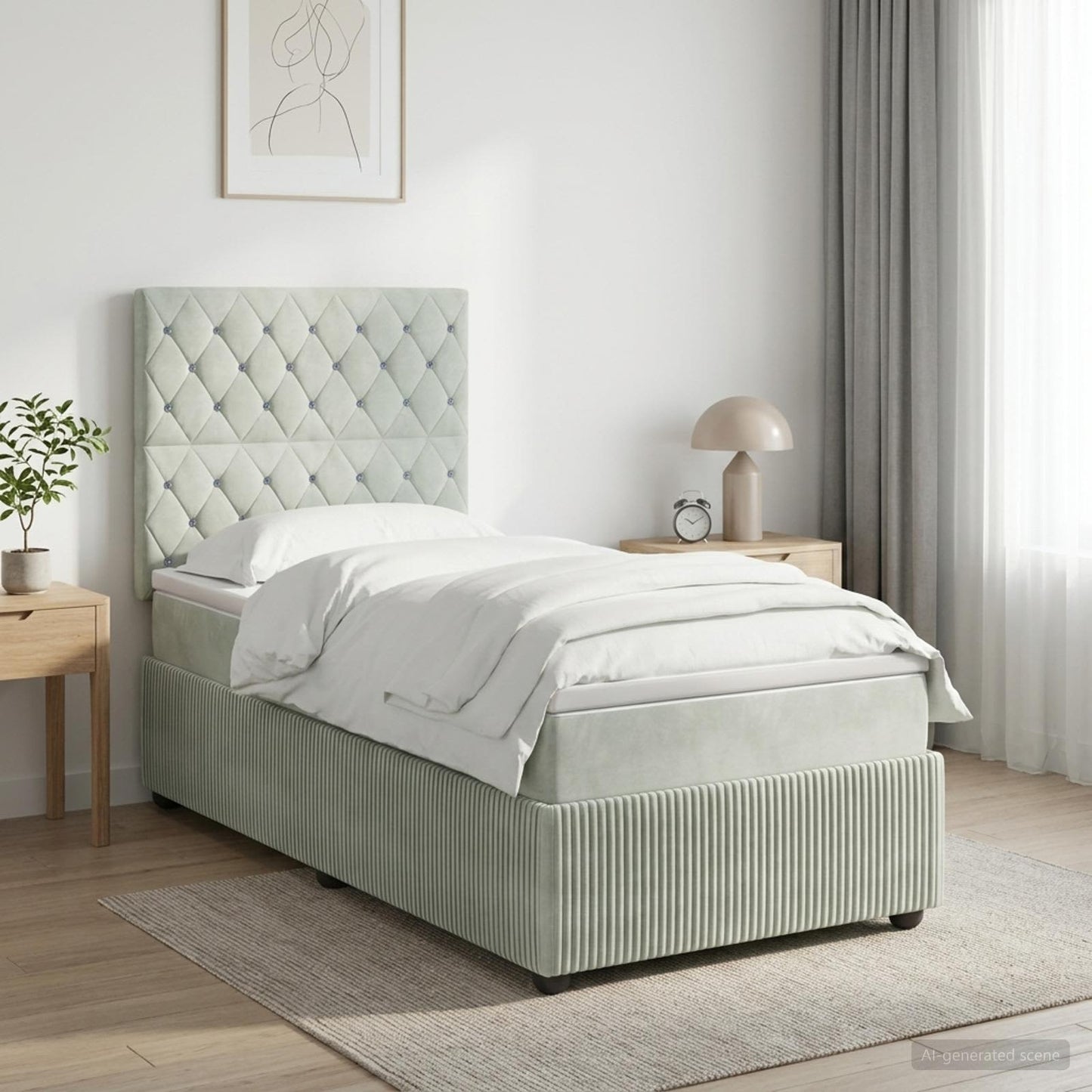 vidaXL Κρεβάτι box spring με στρώμα Ανοιχτό γκρι 90 x 200 cm Βελούδο