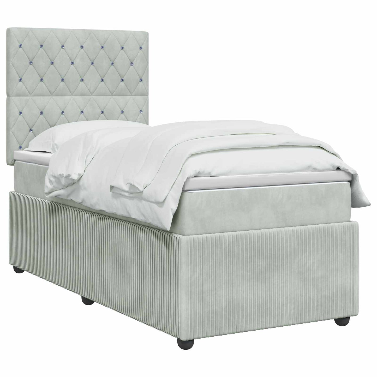 vidaXL Κρεβάτι box spring με στρώμα Ανοιχτό γκρι 80 x 200 cm Βελούδο