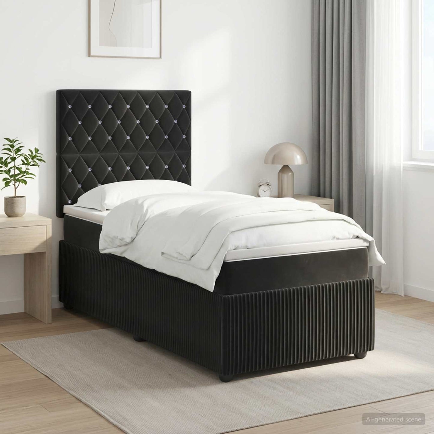 vidaXL Κρεβάτι box spring με στρώμα Μαύρο 80 x 200 cm Βελούδο
