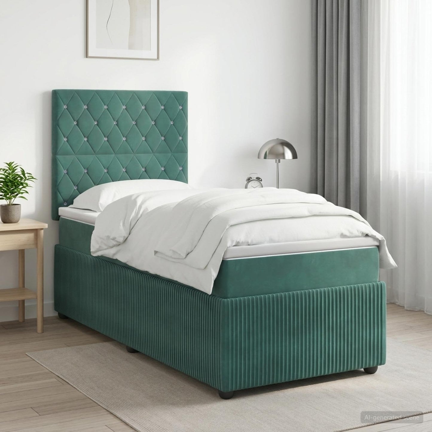 vidaXL Κρεβάτι box spring με στρώμα Σκούρο Πράσινο 80 x 200 cm Βελούδο