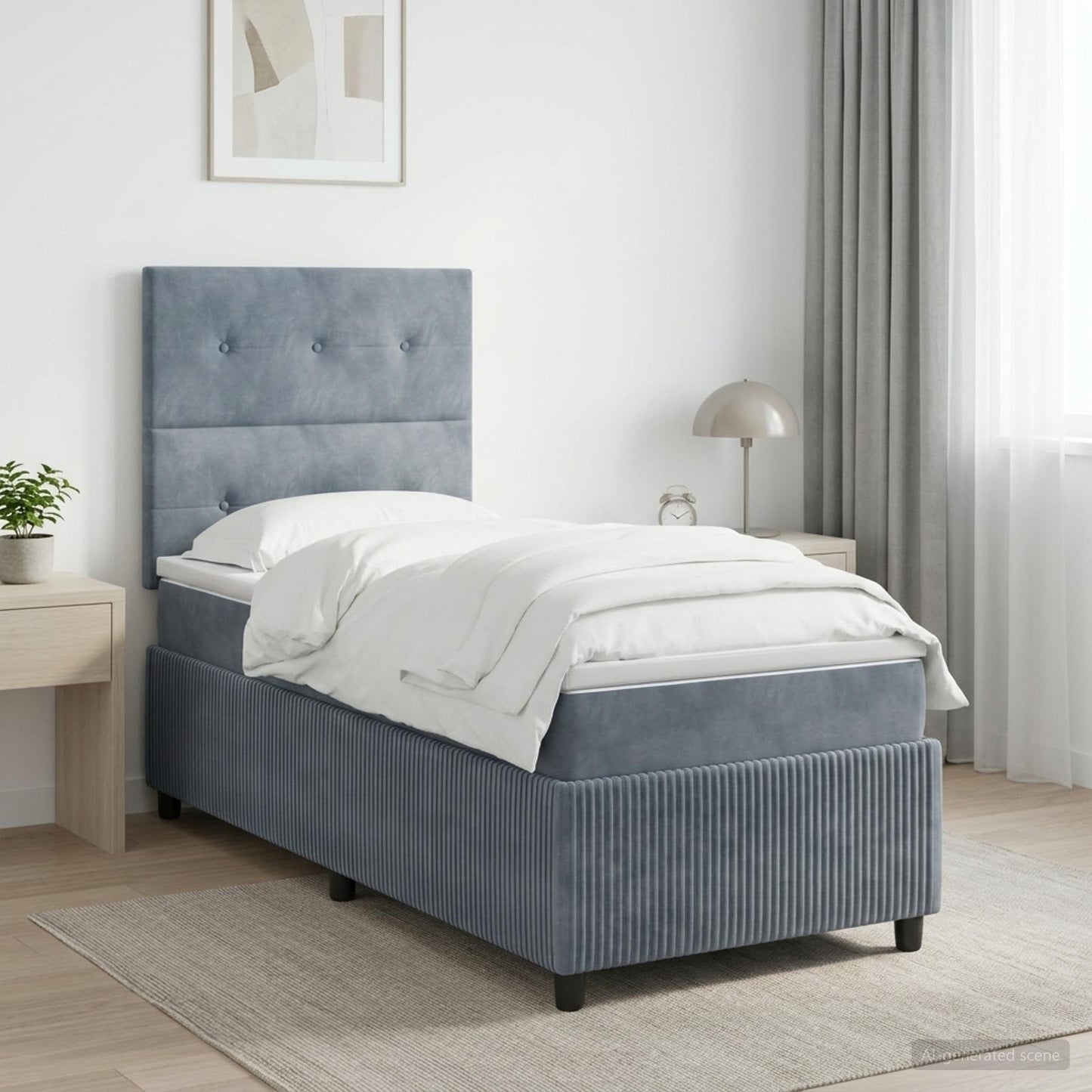 vidaXL Κρεβάτι box spring με στρώμα Σκούρο Γκρι Μονό Βελούδο