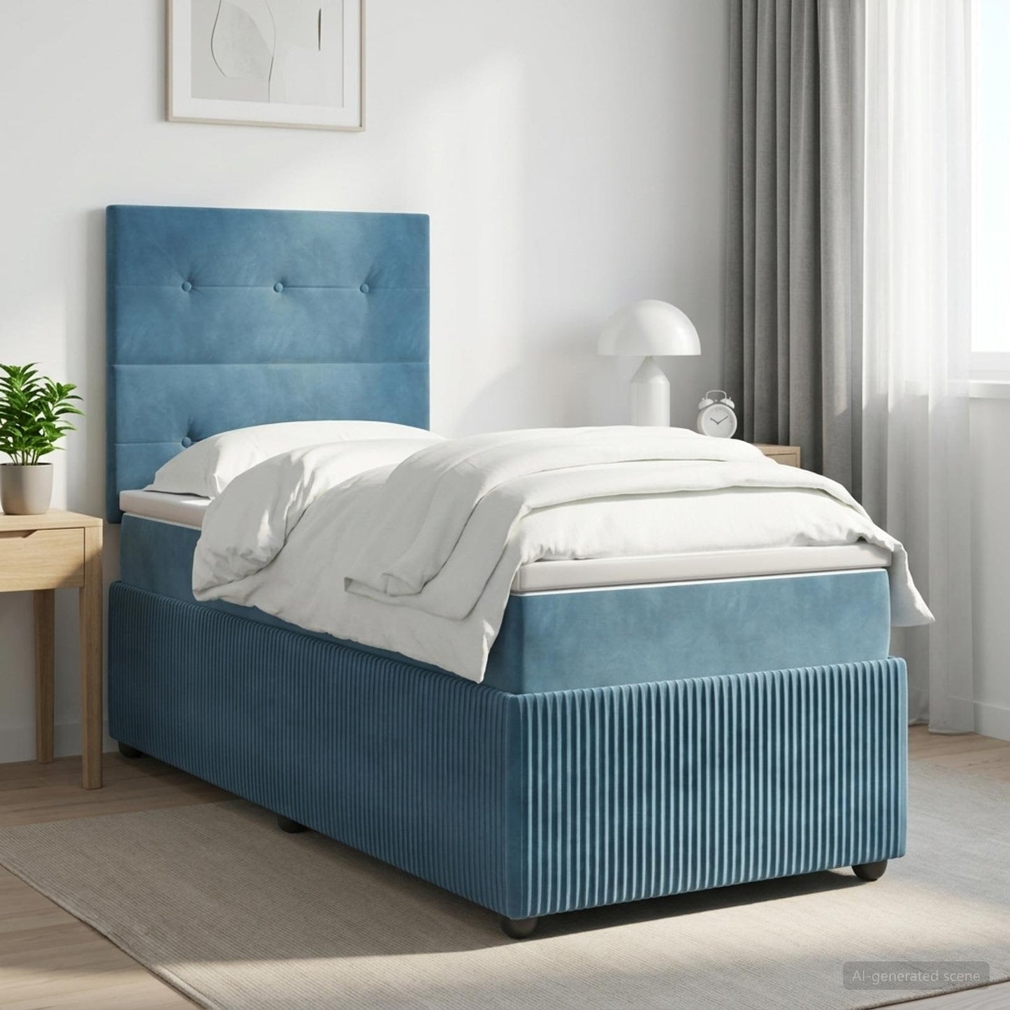 vidaXL Κρεβάτι box spring με στρώμα Μπλε 80 x 200 cm Βελούδο