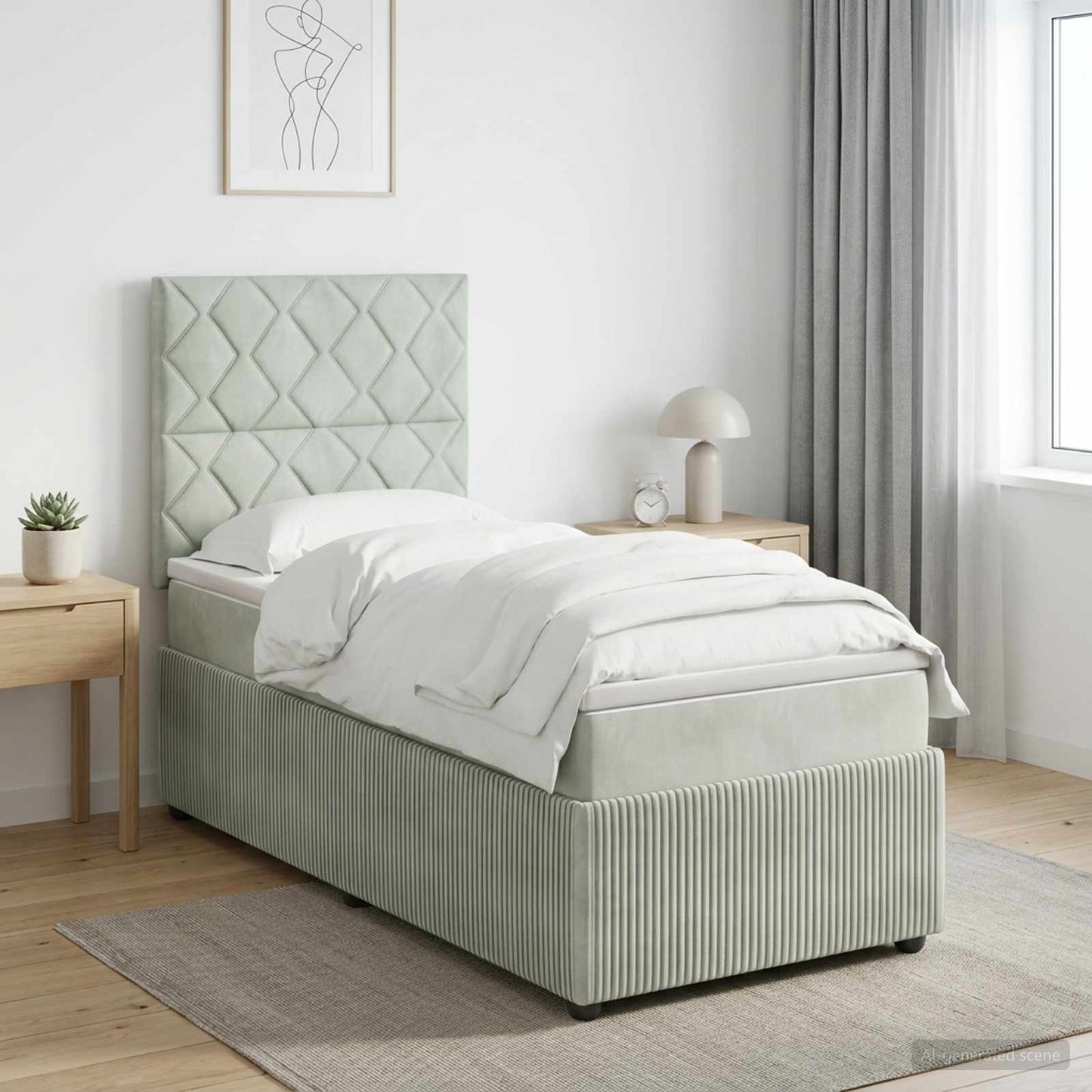 vidaXL Κρεβάτι box spring με στρώμα Ανοιχτό γκρι 80 x 200 cm Βελούδο