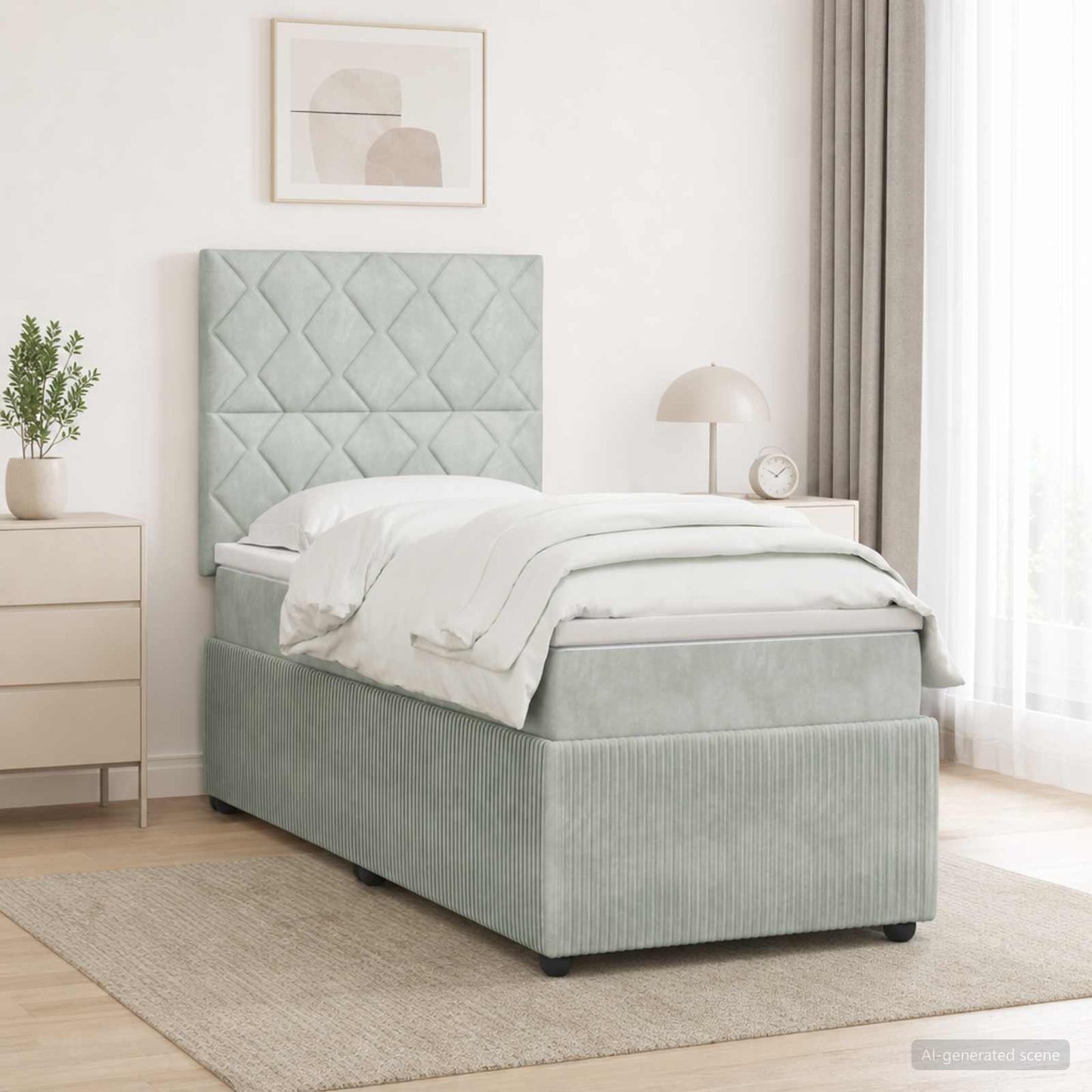 vidaXL Κρεβάτι box spring με στρώμα Ανοιχτό γκρι 80 x 200 cm Βελούδο