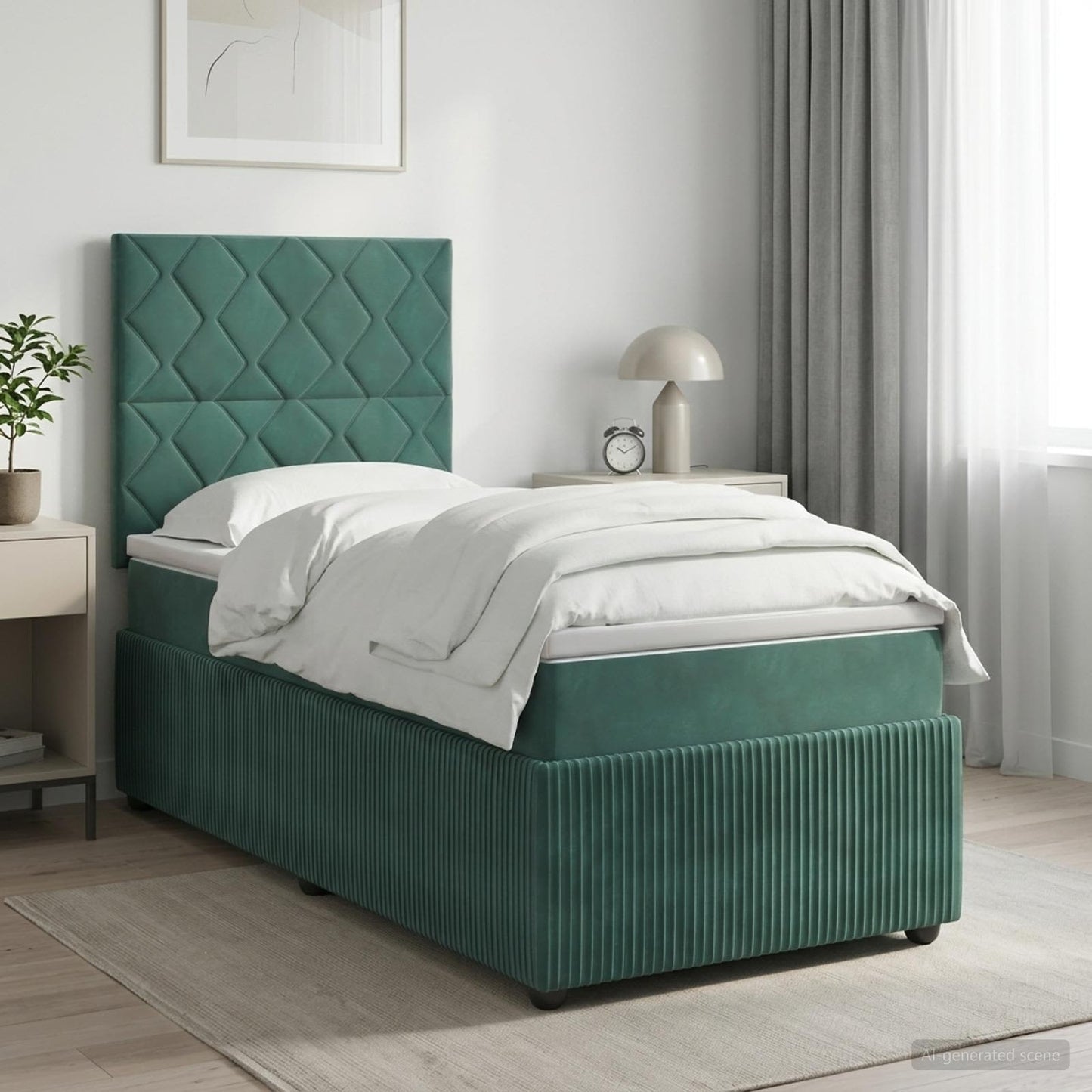 vidaXL Κρεβάτι box spring με στρώμα Σκούρο Πράσινο 80 x 200 cm Βελούδο