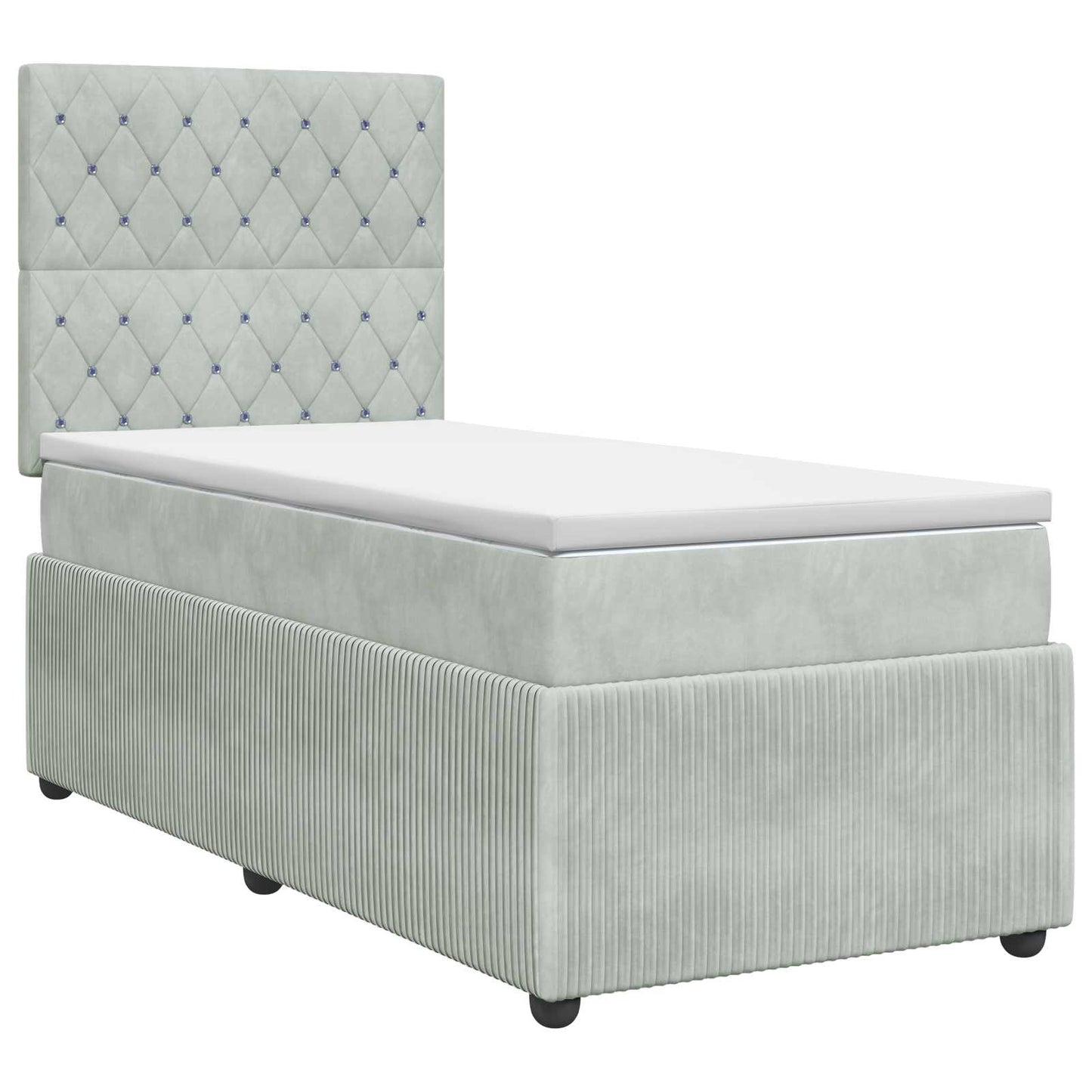 vidaXL Κρεβάτι box spring με στρώμα Ανοιχτό γκρι 90 x 190 cm Βελούδο