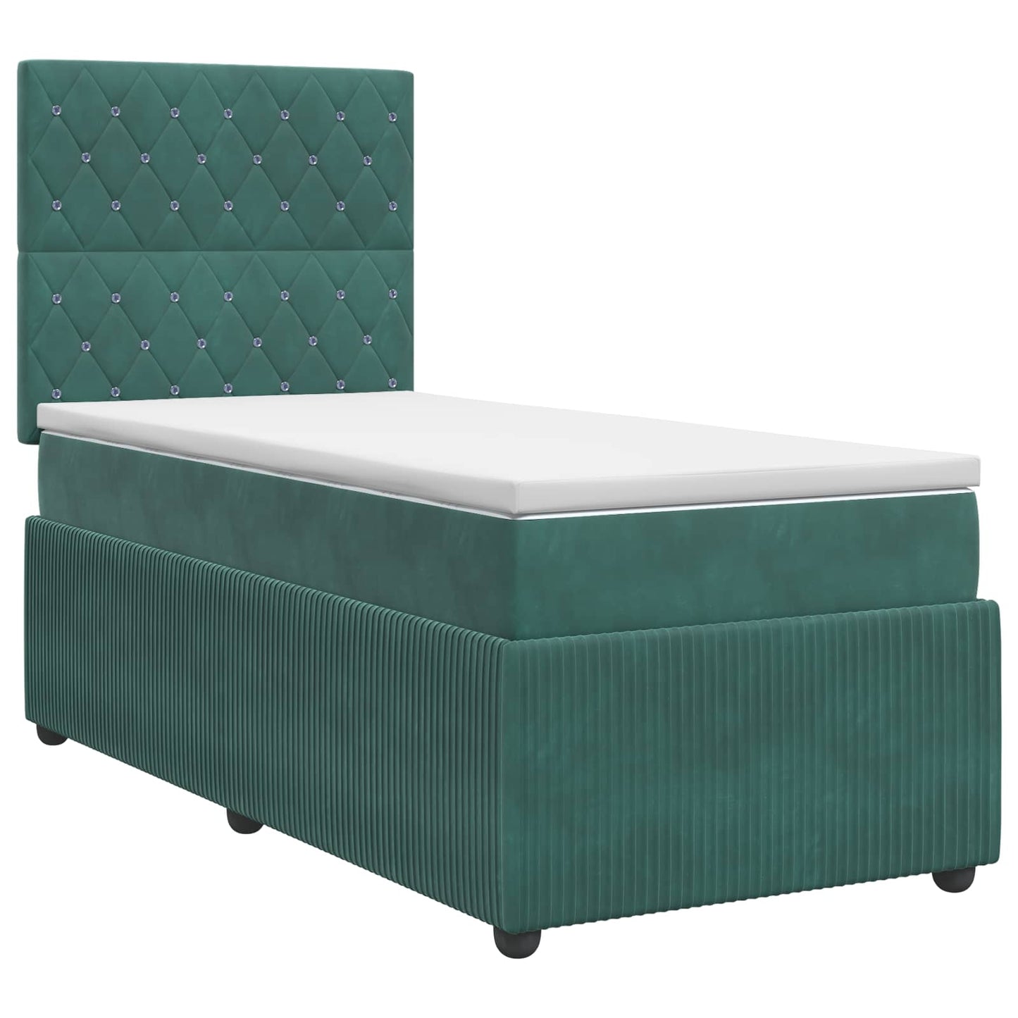 vidaXL Κρεβάτι box spring με στρώμα Σκούρο Πράσινο 90 x 190 cm Βελούδο