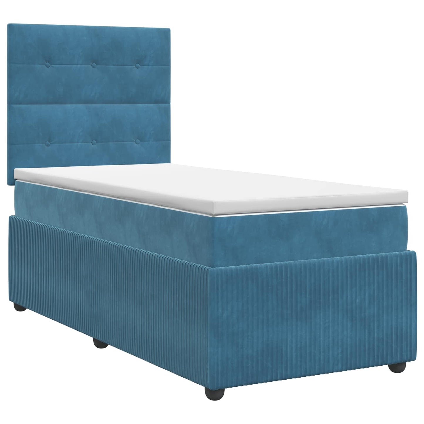 vidaXL Κρεβάτι box spring με στρώμα Μπλε 90 x 190 cm Βελούδο