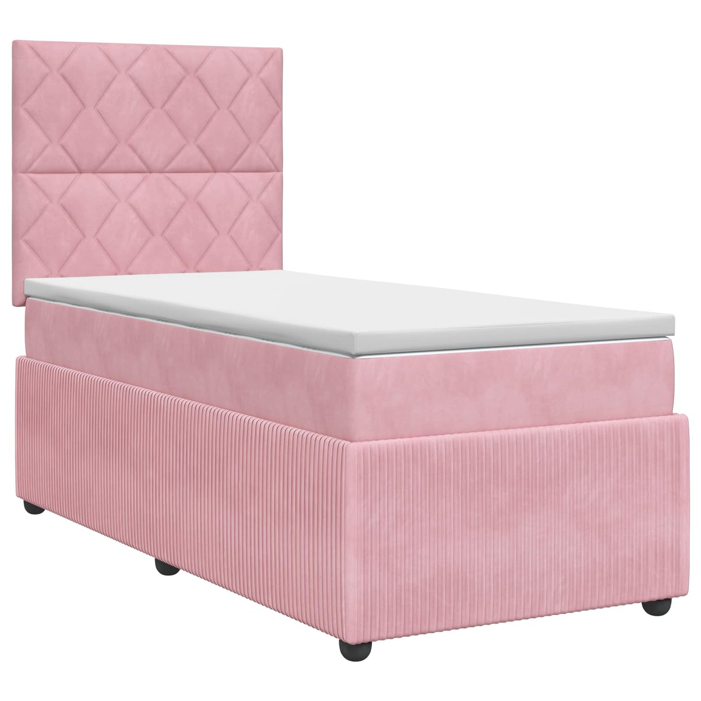 vidaXL Κρεβάτι box spring με στρώμα Ροζ 90 x 200 cm Βελούδο