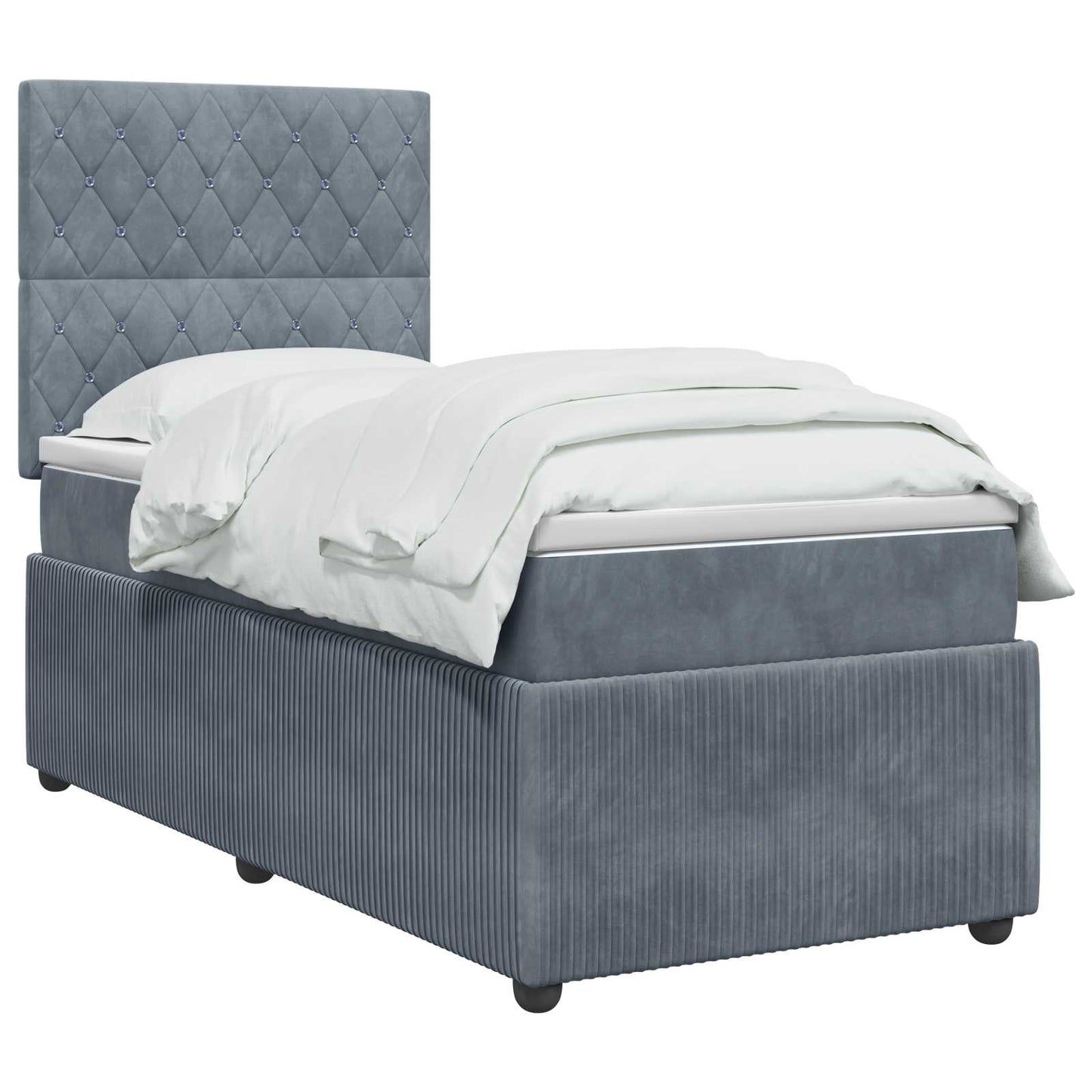 vidaXL Κρεβάτι box spring με στρώμα Σκούρο Γκρι 100 x 200 cm Βελούδο