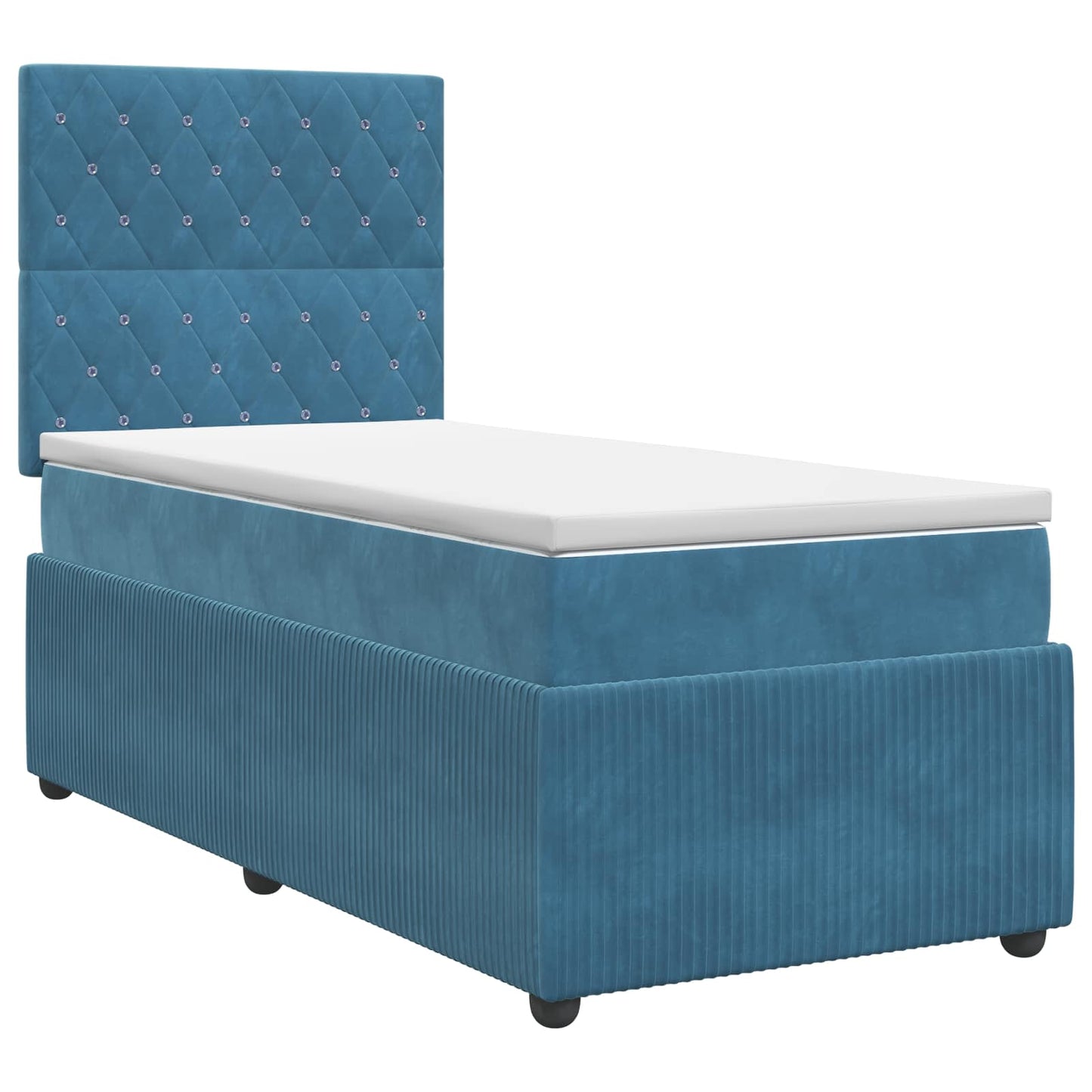 vidaXL Κρεβάτι box spring με στρώμα Μπλε 100 x 200 cm Βελούδο