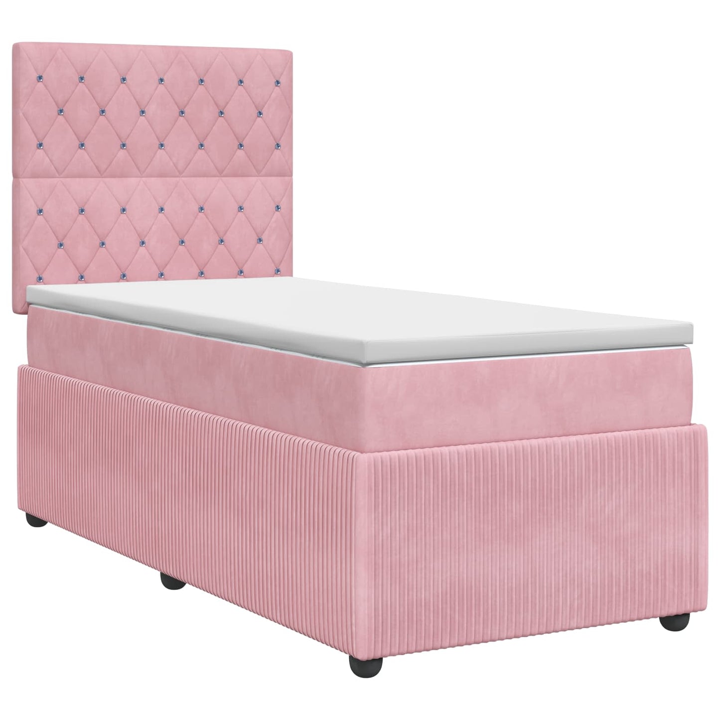 vidaXL Κρεβάτι box spring με στρώμα Ροζ 100 x 200 cm Βελούδο