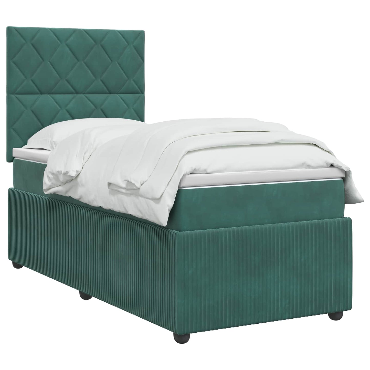 vidaXL Κρεβάτι box spring με στρώμα Σκούρο Πράσινο 100 x 200 cm
