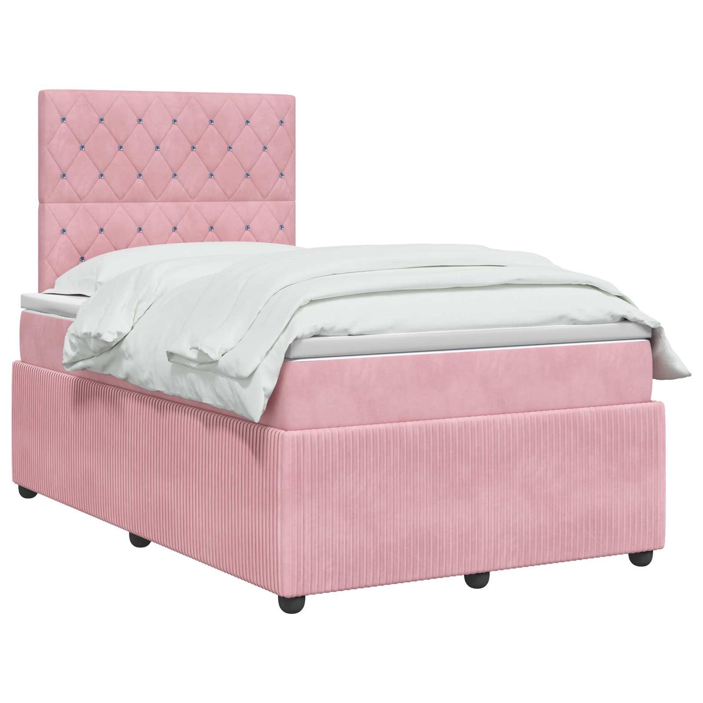 vidaXL Κρεβάτι box spring με στρώμα Ροζ 120 x 190 cm Βελούδο