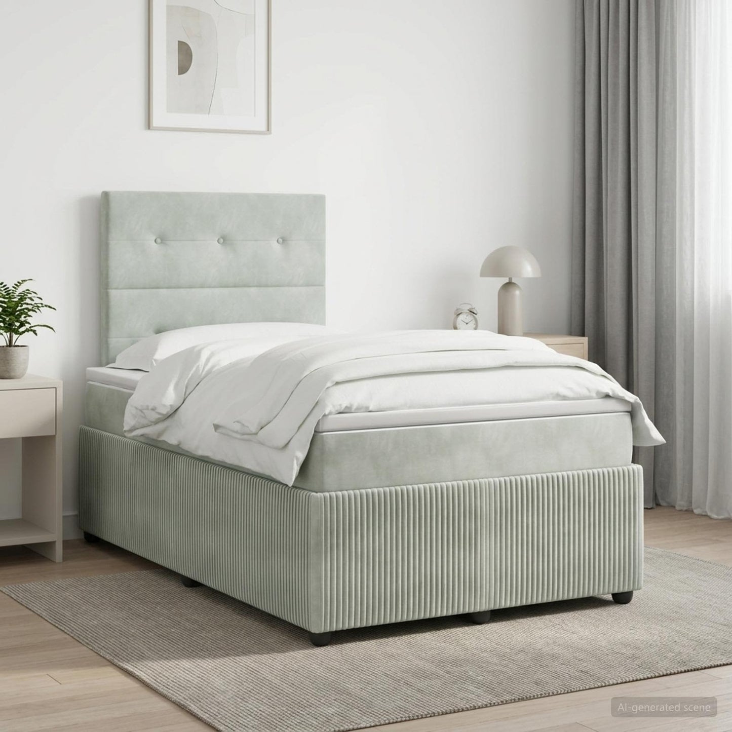 vidaXL Κρεβάτι box spring με στρώμα Ανοιχτό γκρι 120 x 200 cm Βελούδο