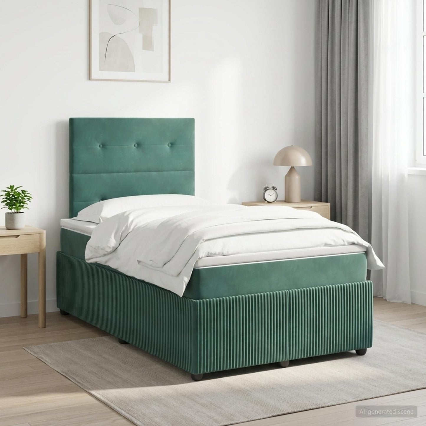 vidaXL Κρεβάτι box spring με στρώμα Σκούρο Πράσινο 120 x 200 cm