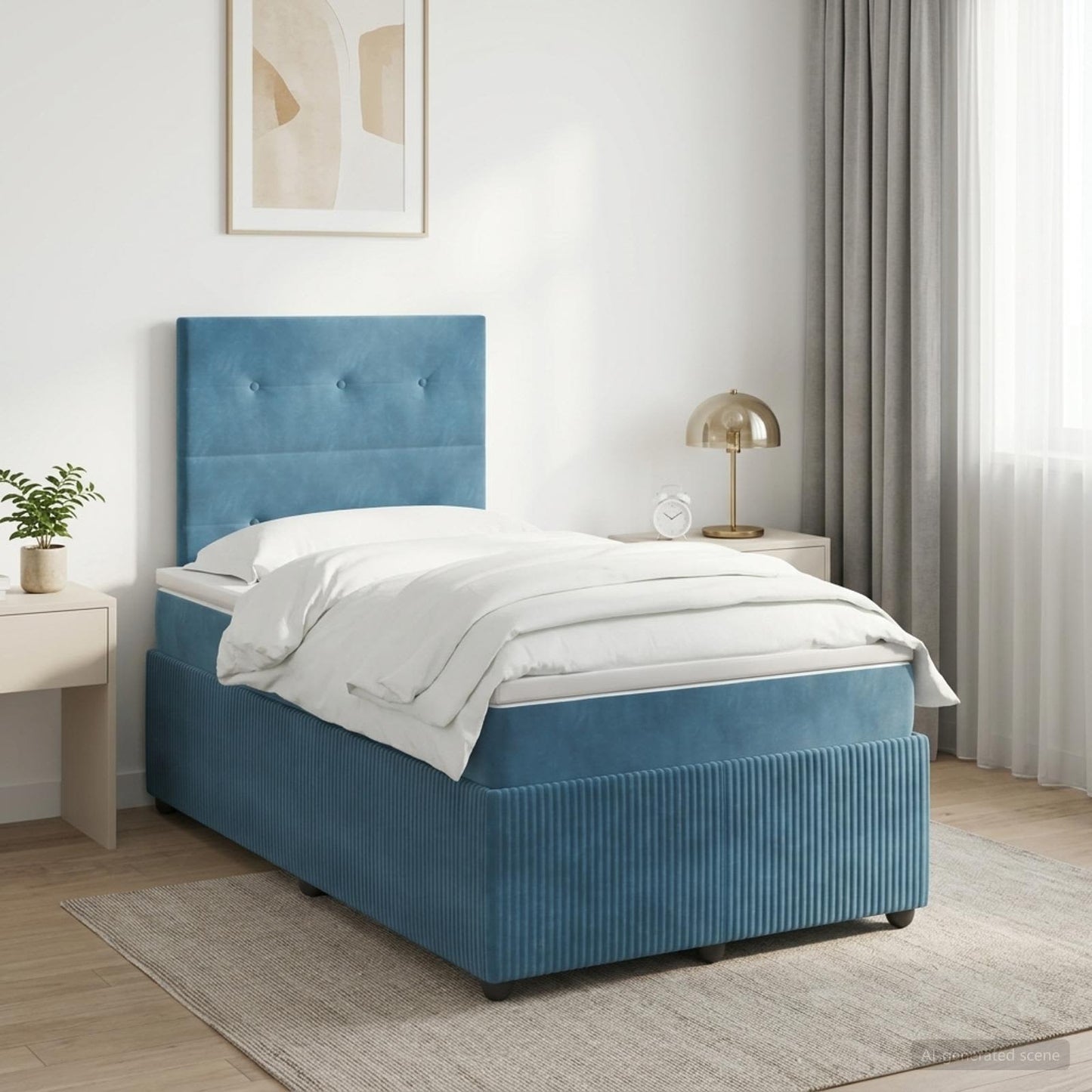 vidaXL Κρεβάτι box spring με στρώμα Μπλε 120 x 200 cm Βελούδο