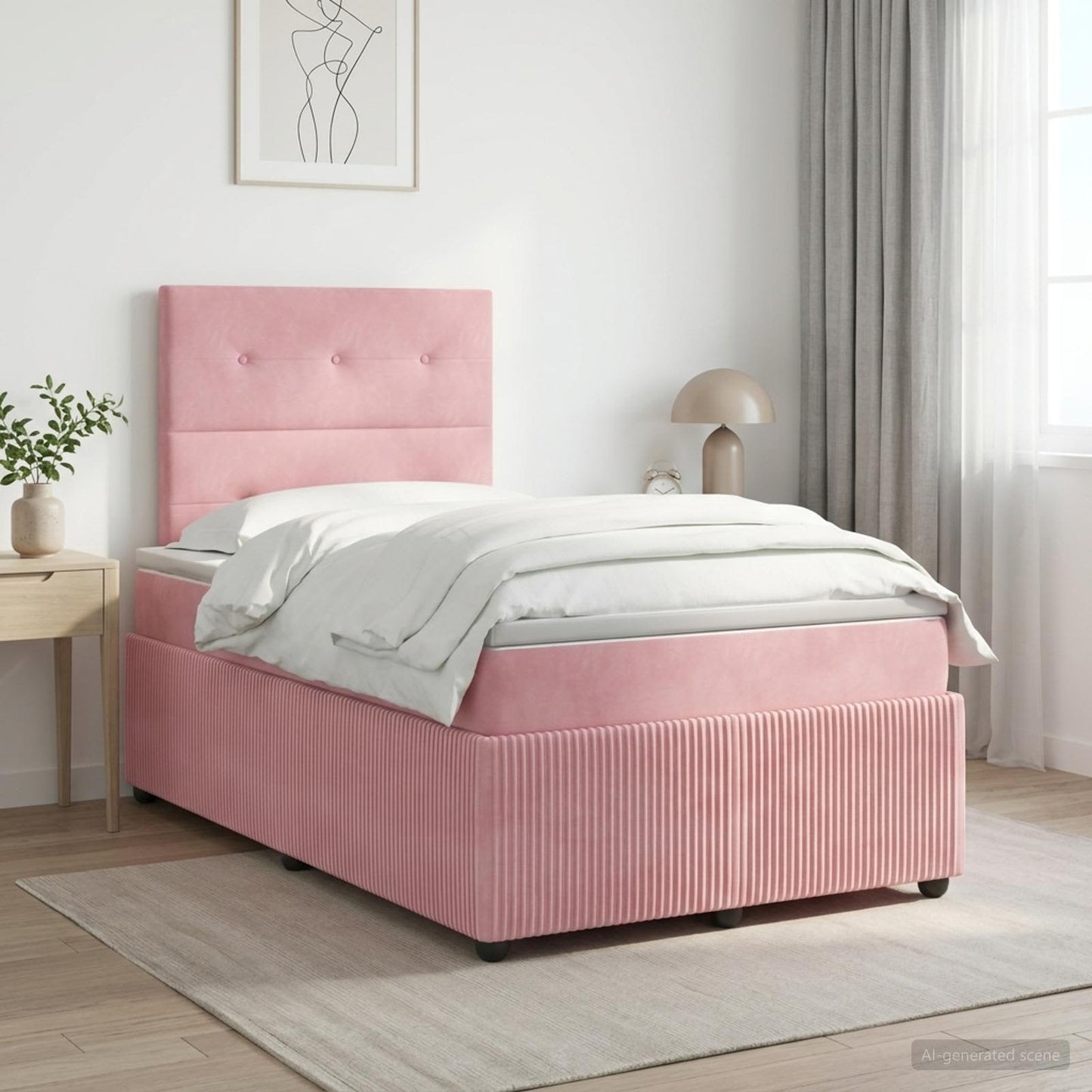 vidaXL Κρεβάτι box spring με στρώμα Ροζ 120 x 190 cm Βελούδο